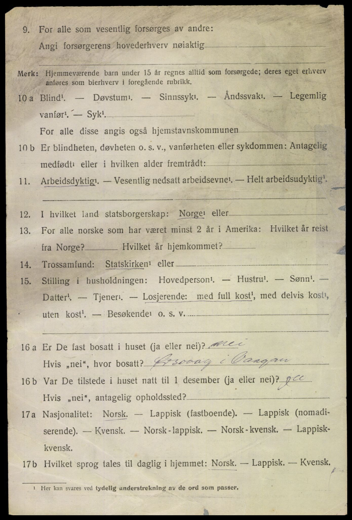 SAT, 1920 census for Vågan, 1920, p. 10194
