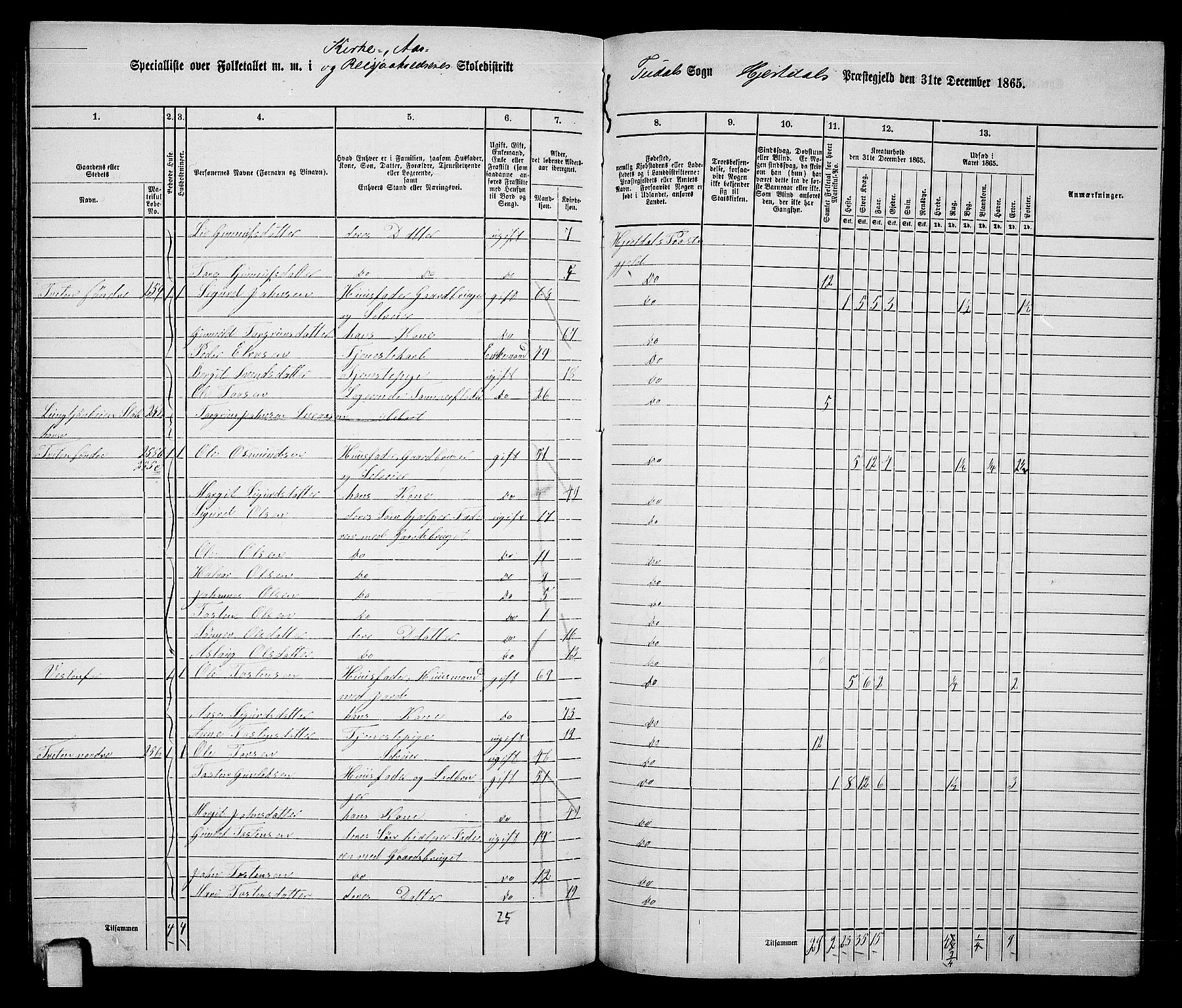 RA, 1865 census for Hjartdal, 1865, p. 125