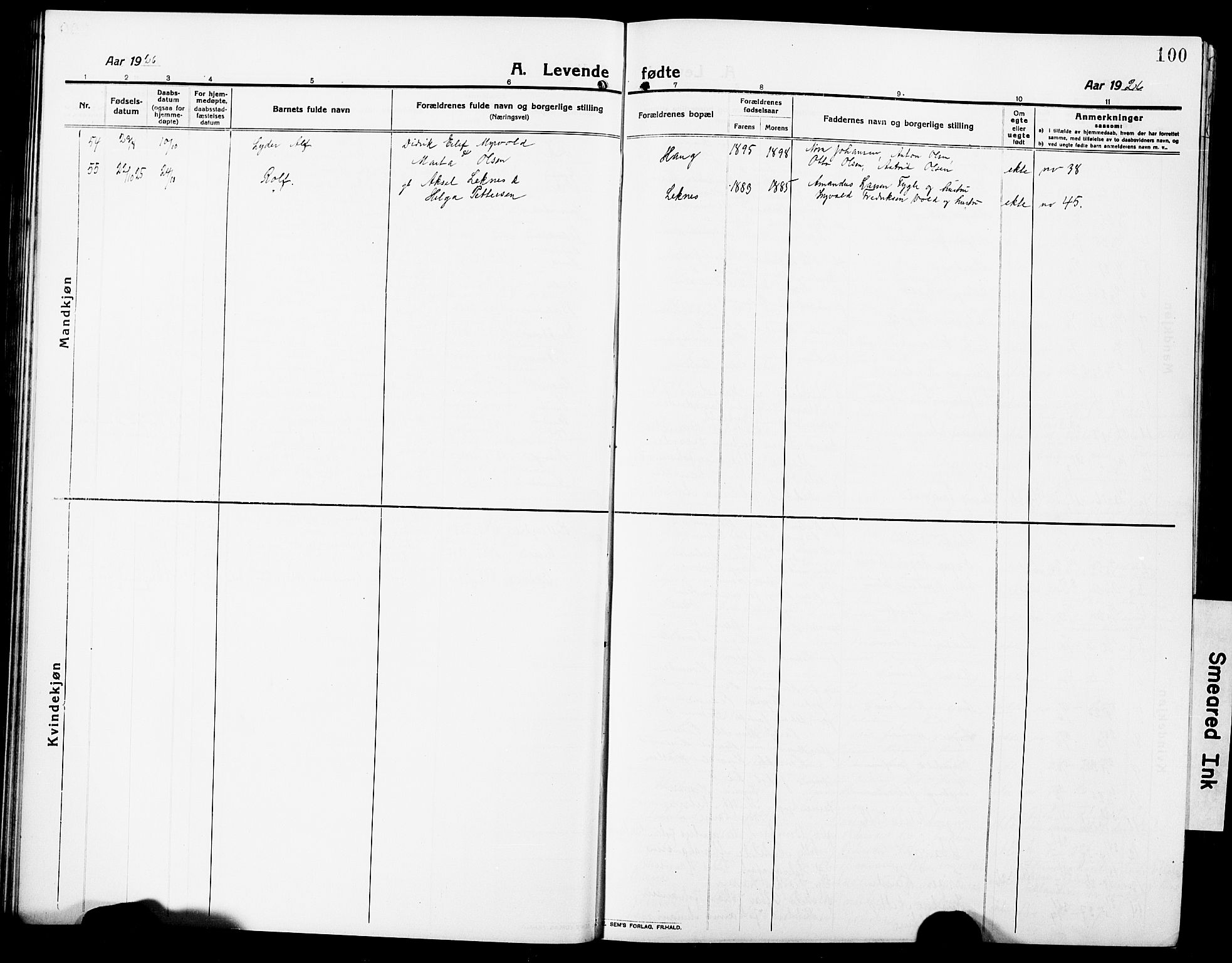 Ministerialprotokoller, klokkerbøker og fødselsregistre - Nordland, AV/SAT-A-1459/881/L1169: Parish register (copy) no. 881C06, 1912-1930, p. 100