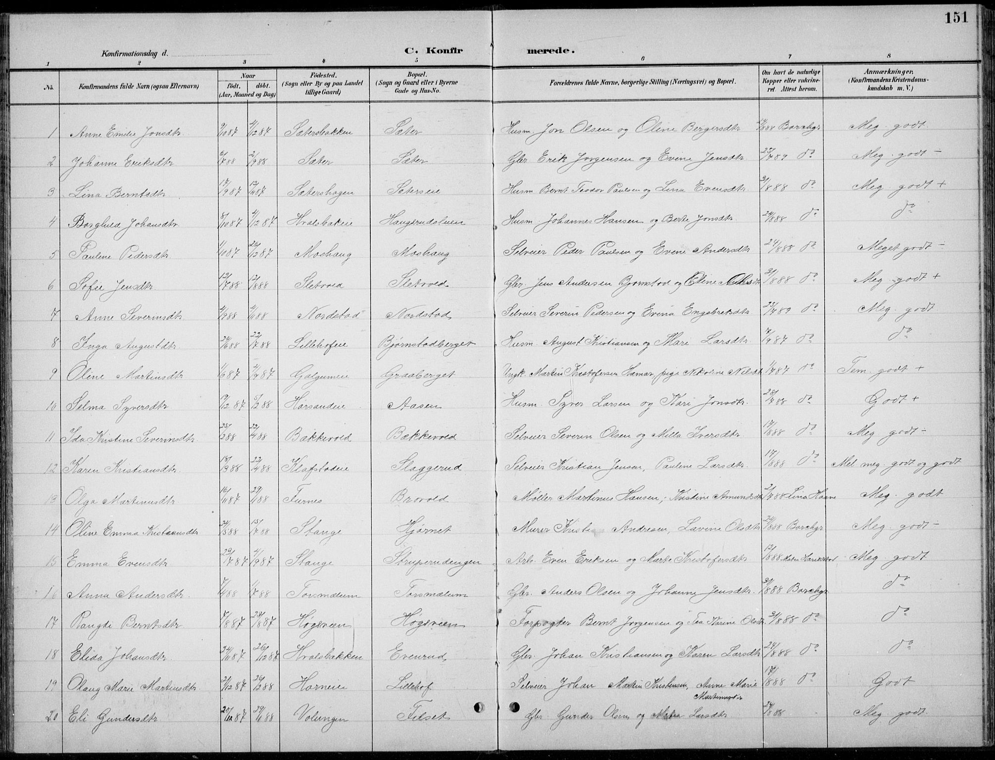 Romedal prestekontor, AV/SAH-PREST-004/L/L0013: Parish register (copy) no. 13, 1896-1937, p. 151