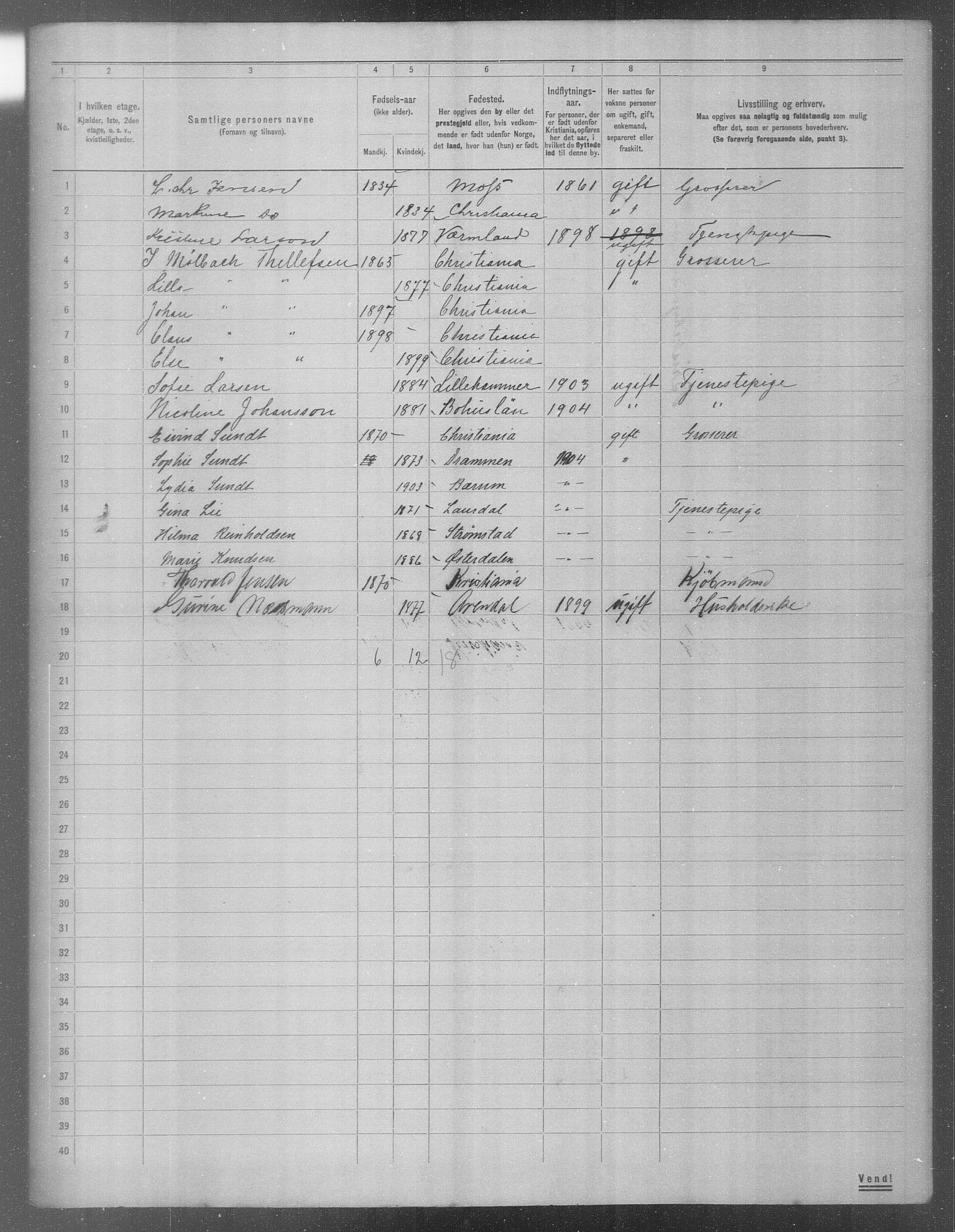 OBA, Municipal Census 1904 for Kristiania, 1904, p. 1951