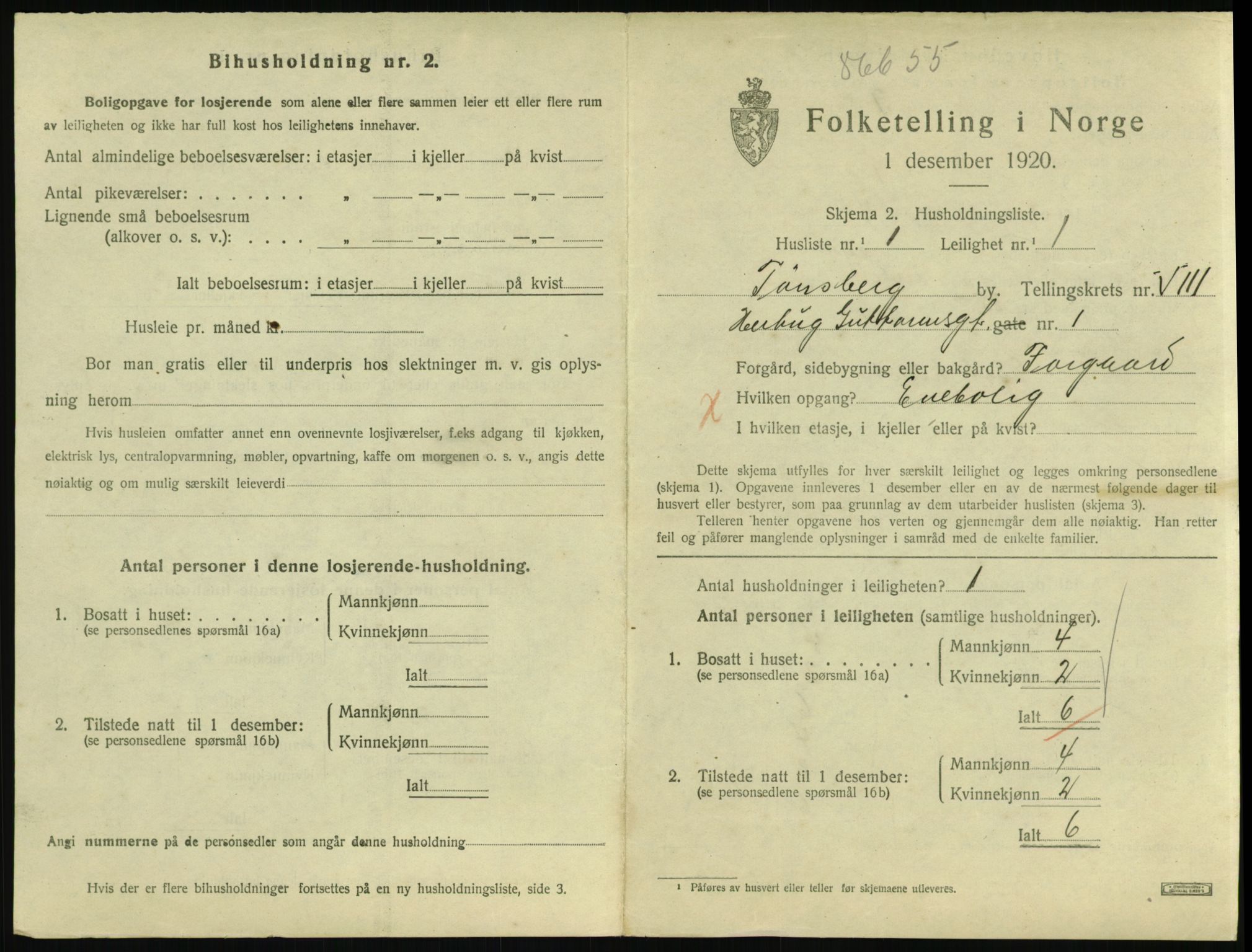 SAKO, 1920 census for Tønsberg, 1920, p. 4221