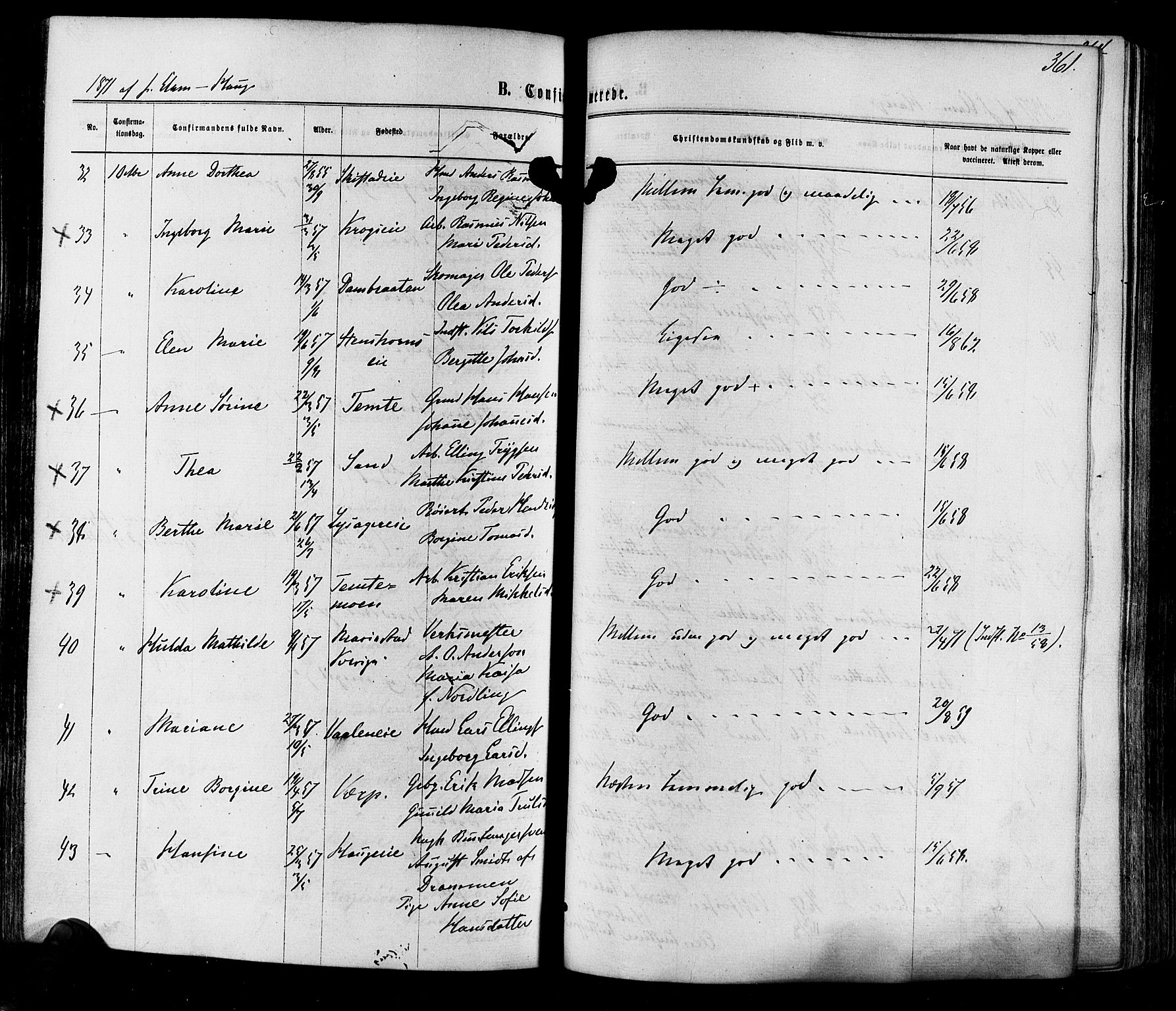Eiker kirkebøker, SAKO/A-4/F/Fa/L0017: Parish register (official) no. I 17, 1869-1877, p. 361