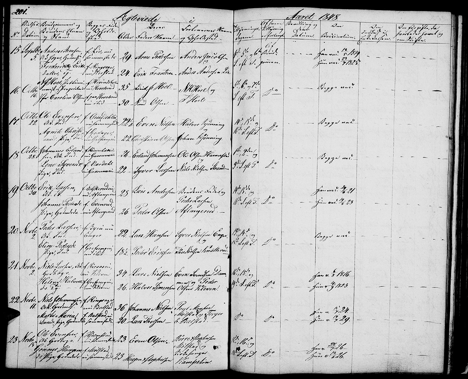 Nes prestekontor, Hedmark, AV/SAH-PREST-020/L/La/L0004: Parish register (copy) no. 4, 1832-1861, p. 201