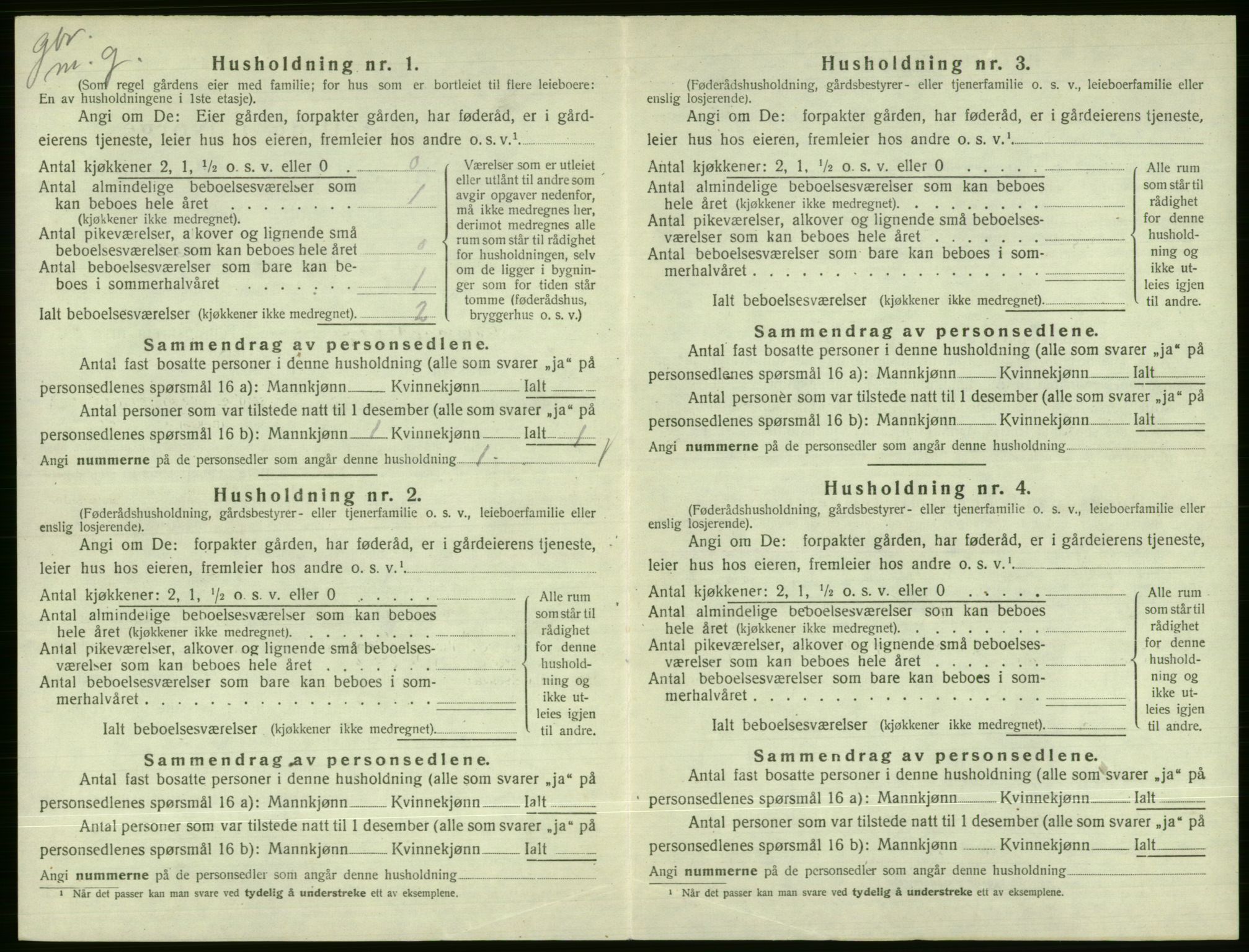 SAB, 1920 census for Vossestrand, 1920, p. 45