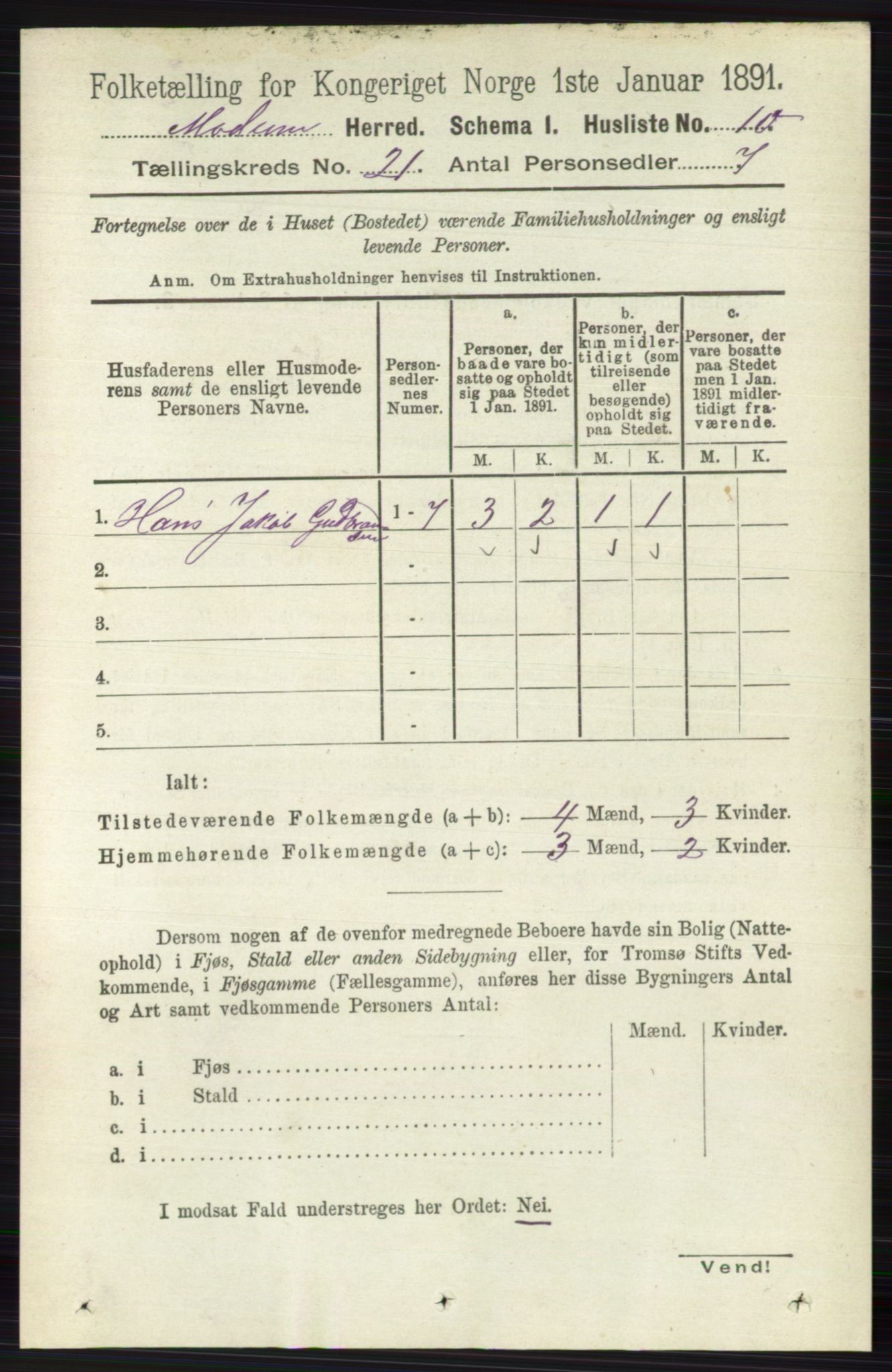 RA, 1891 census for 0623 Modum, 1891, p. 8072