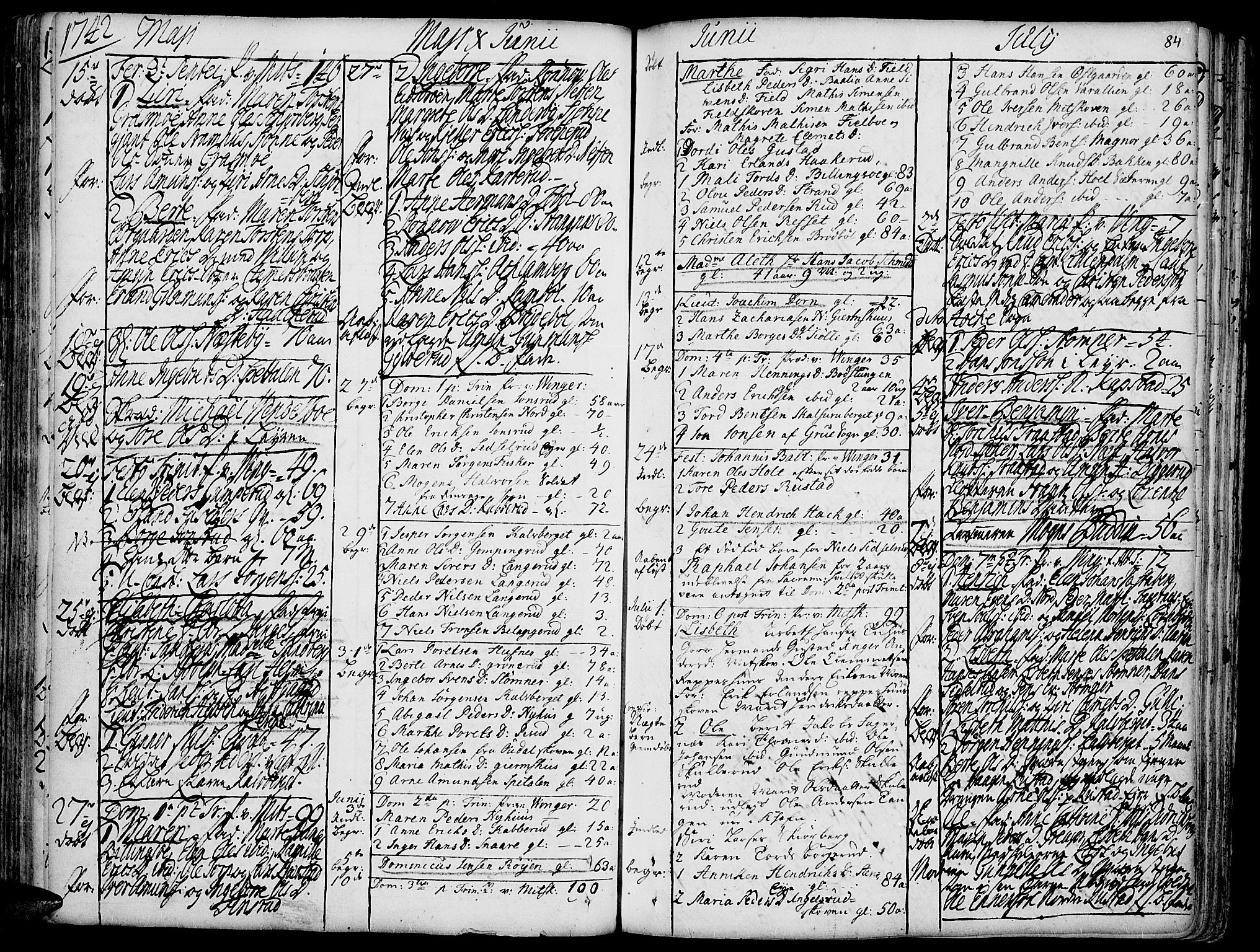 Vinger prestekontor, AV/SAH-PREST-024/H/Ha/Haa/L0002: Parish register (official) no. 2, 1730-1751, p. 84