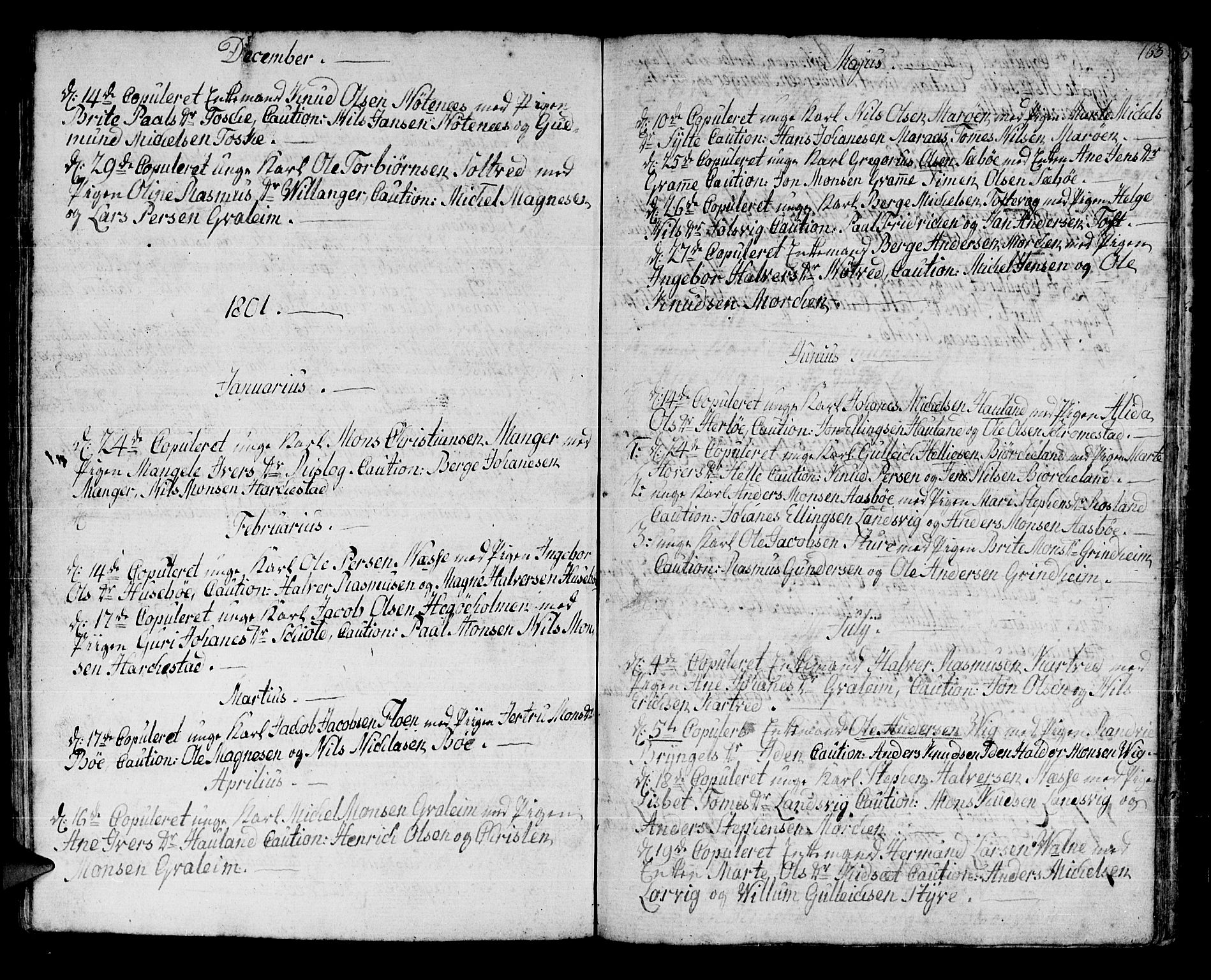 Manger sokneprestembete, SAB/A-76801/H/Haa: Parish register (official) no. A 2, 1792-1815, p. 163