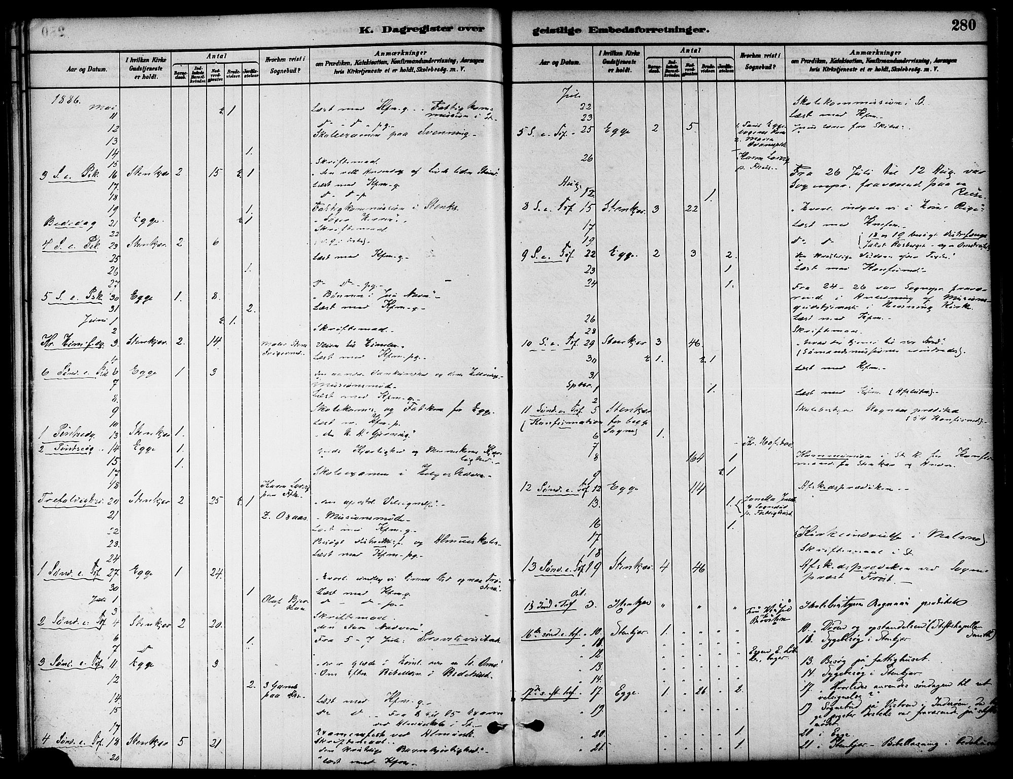 Ministerialprotokoller, klokkerbøker og fødselsregistre - Nord-Trøndelag, SAT/A-1458/739/L0371: Parish register (official) no. 739A03, 1881-1895, p. 280