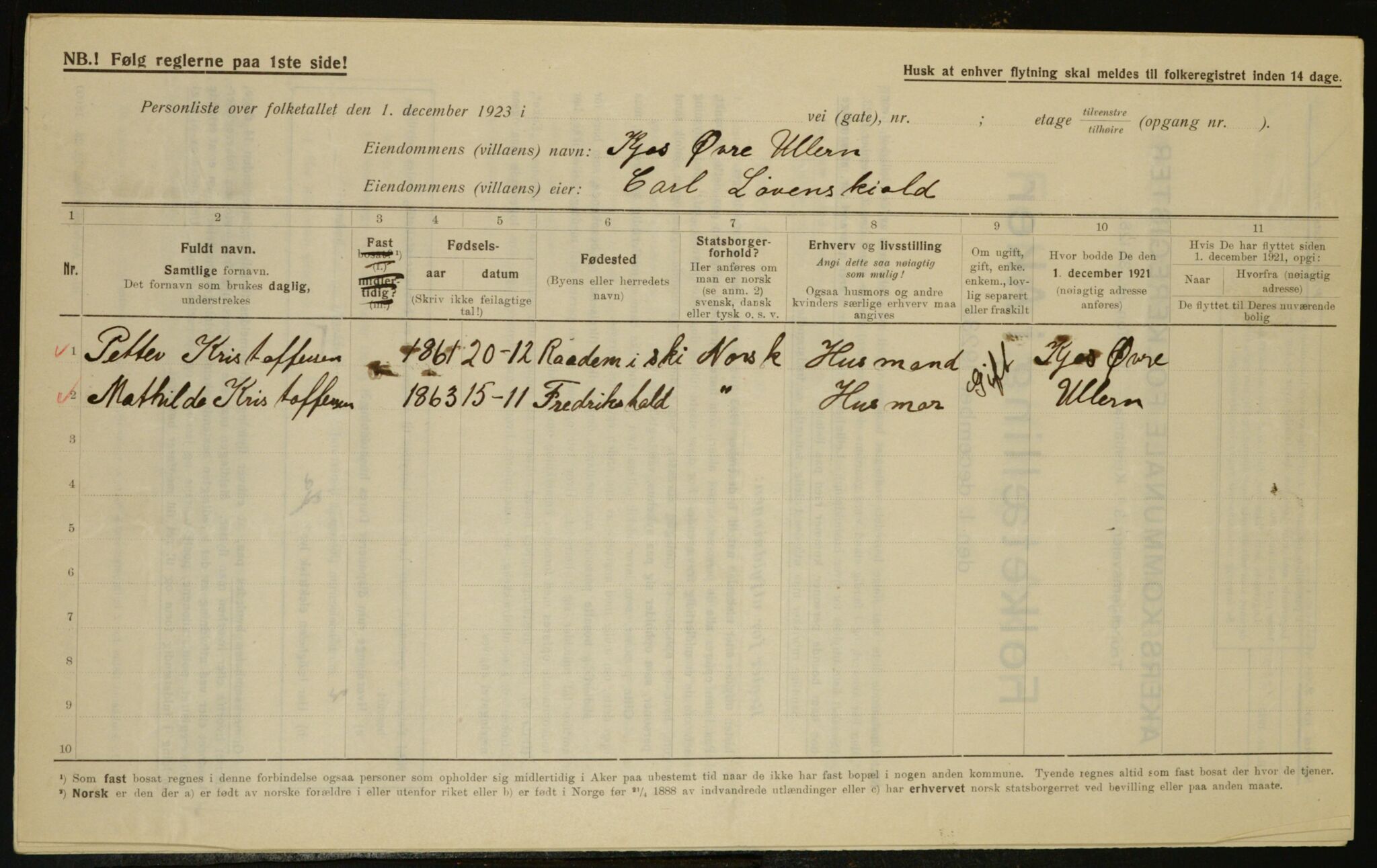 , Municipal Census 1923 for Aker, 1923, p. 6628