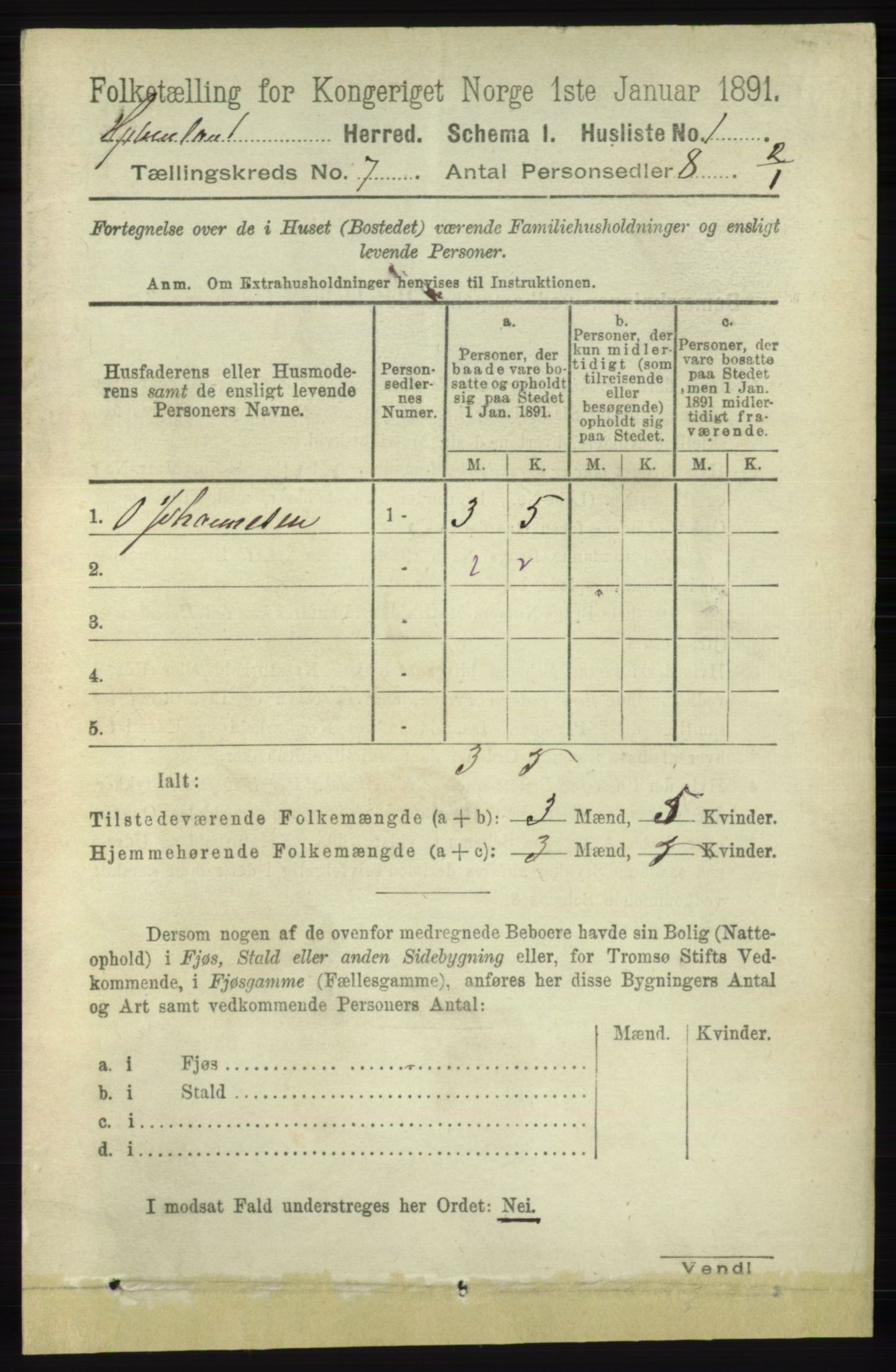 RA, 1891 census for 1133 Hjelmeland, 1891, p. 1865