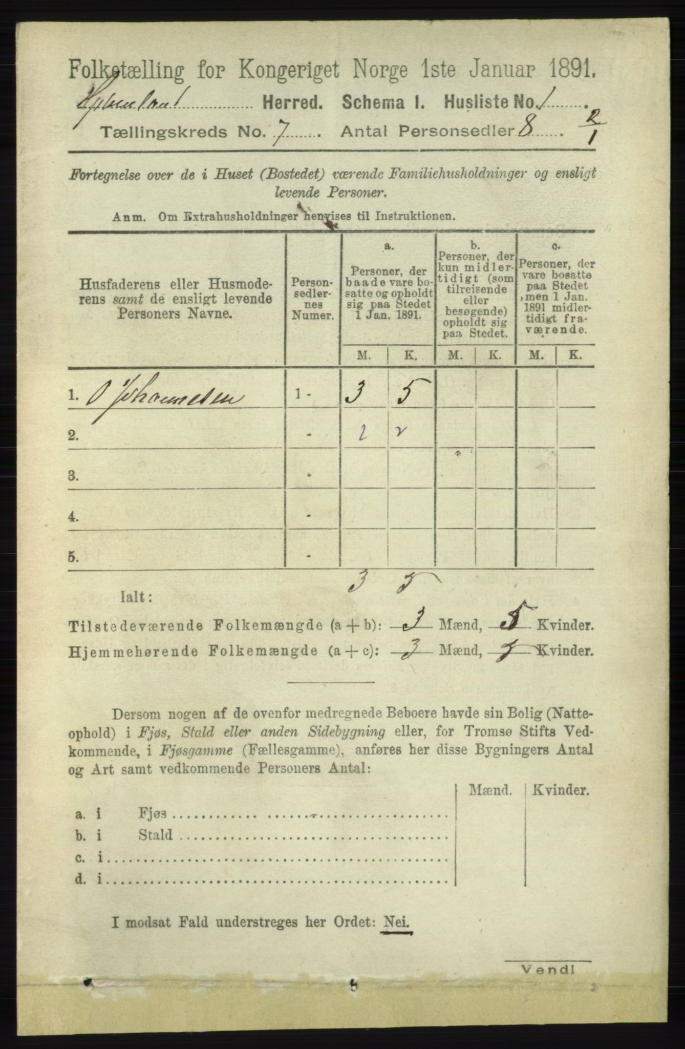 RA, 1891 census for 1133 Hjelmeland, 1891, p. 1865