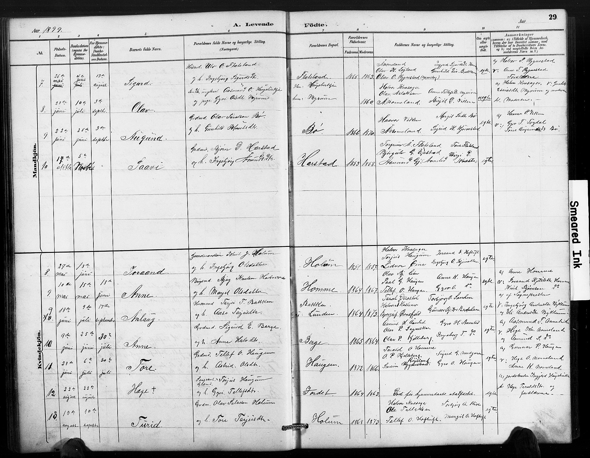 Valle sokneprestkontor, SAK/1111-0044/F/Fb/Fbc/L0004: Parish register (copy) no. B 4, 1890-1928, p. 29
