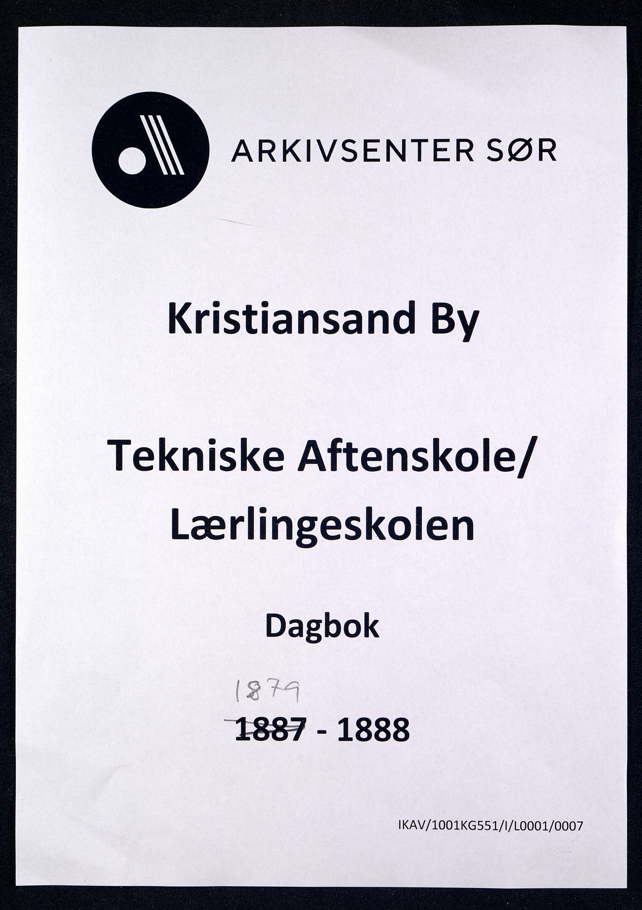 Kristiansand By - Kristiansand Tekniske Aftenskole/Lærlingeskolen, ARKSOR/1001KG551/I/L0001/0007: Dagbøker / Dagbok, 1887-1888