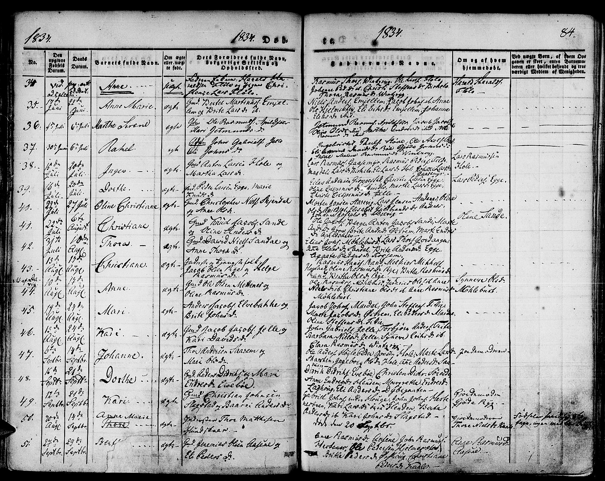 Gloppen sokneprestembete, AV/SAB-A-80101/H/Haa/Haaa/L0007: Parish register (official) no. A 7, 1827-1837, p. 84