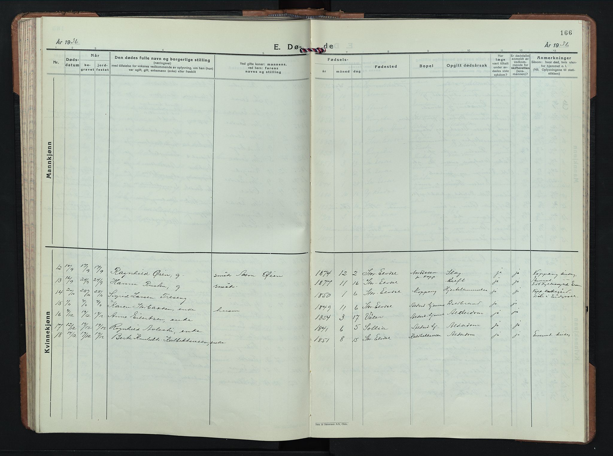Stor-Elvdal prestekontor, SAH/PREST-052/H/Ha/Hab/L0010: Parish register (copy) no. 10, 1929-1955, p. 166