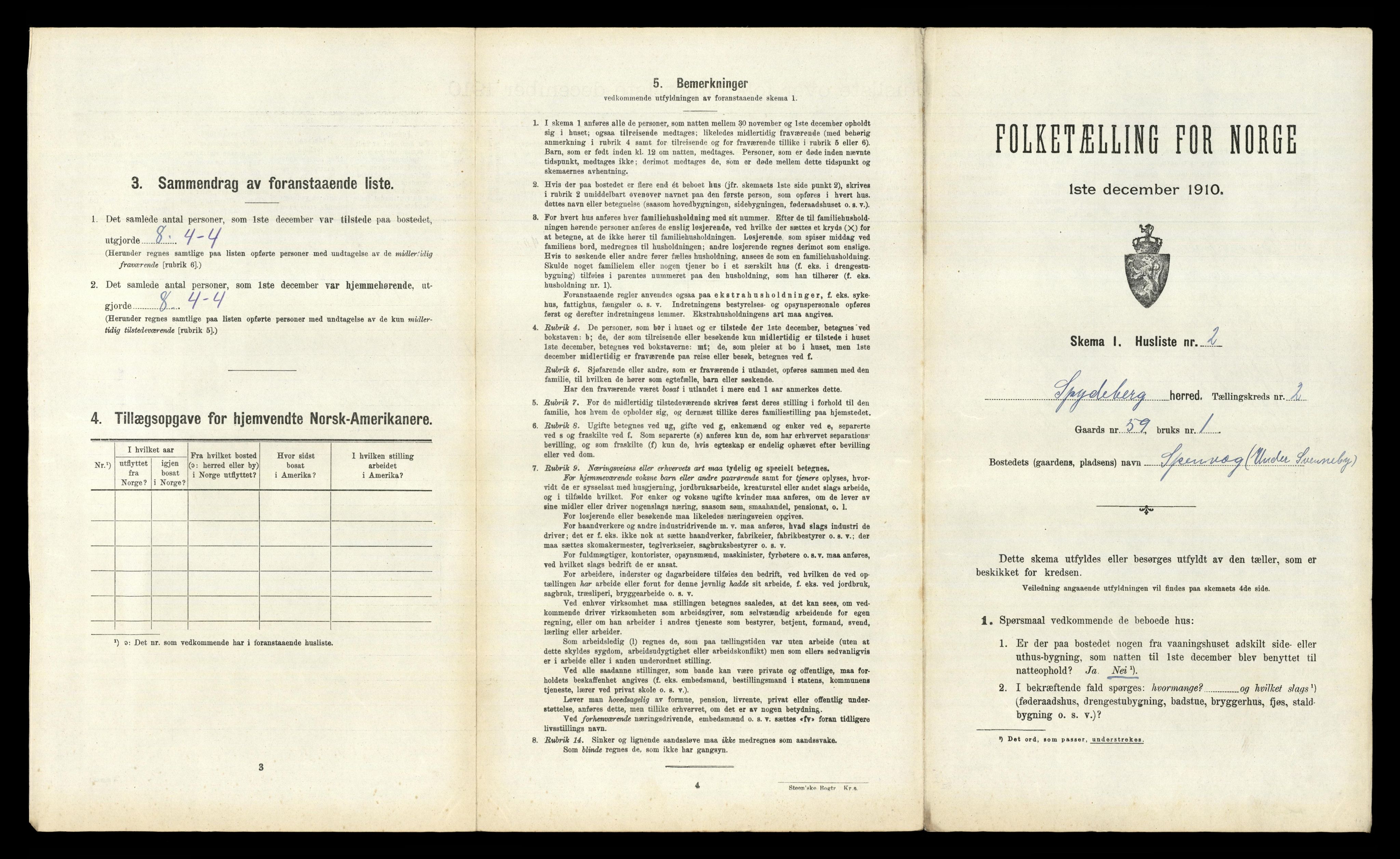 RA, 1910 census for Spydeberg, 1910, p. 155
