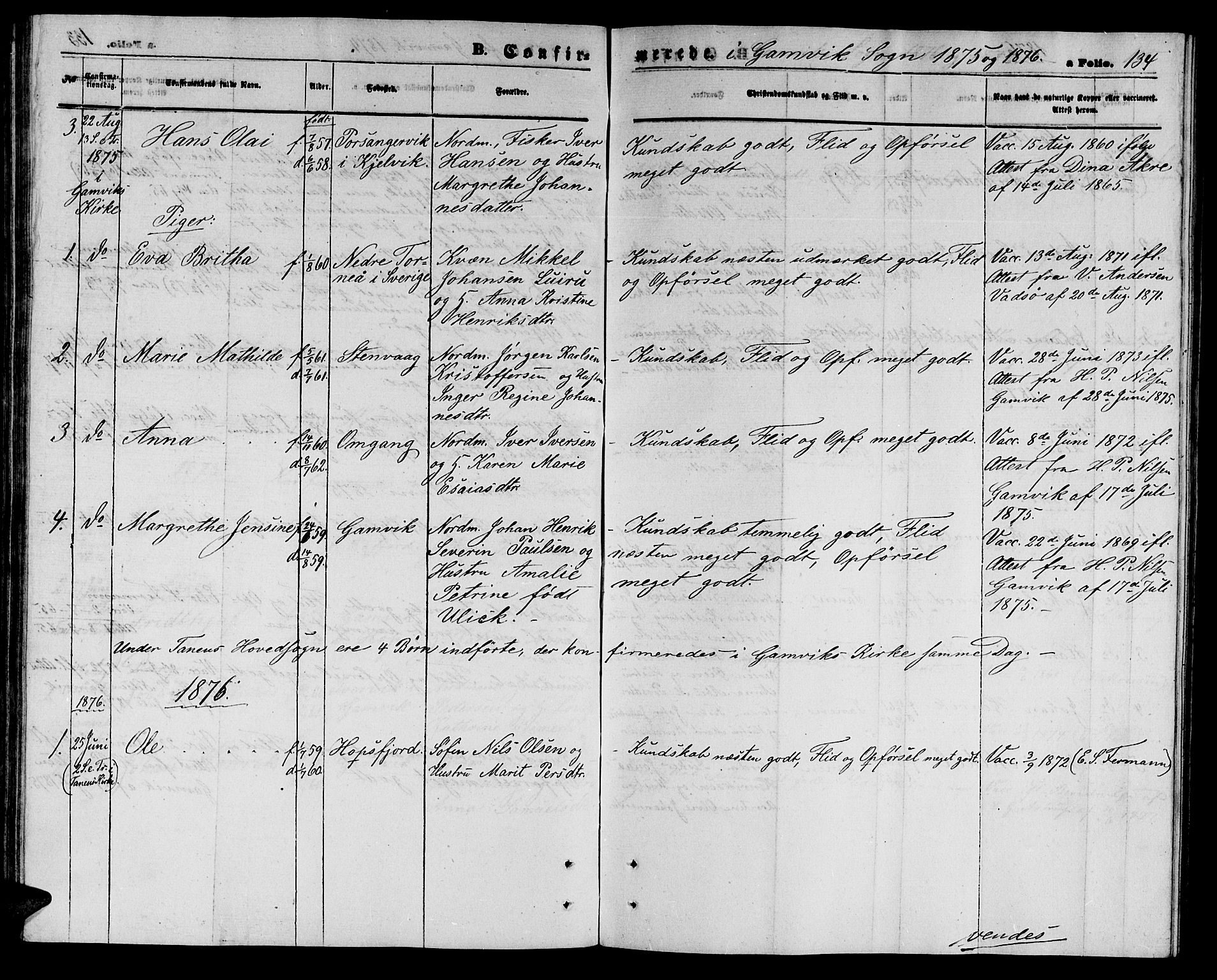 Tana sokneprestkontor, SATØ/S-1334/H/Hb/L0002klokker: Parish register (copy) no. 2 /2, 1867-1877, p. 134