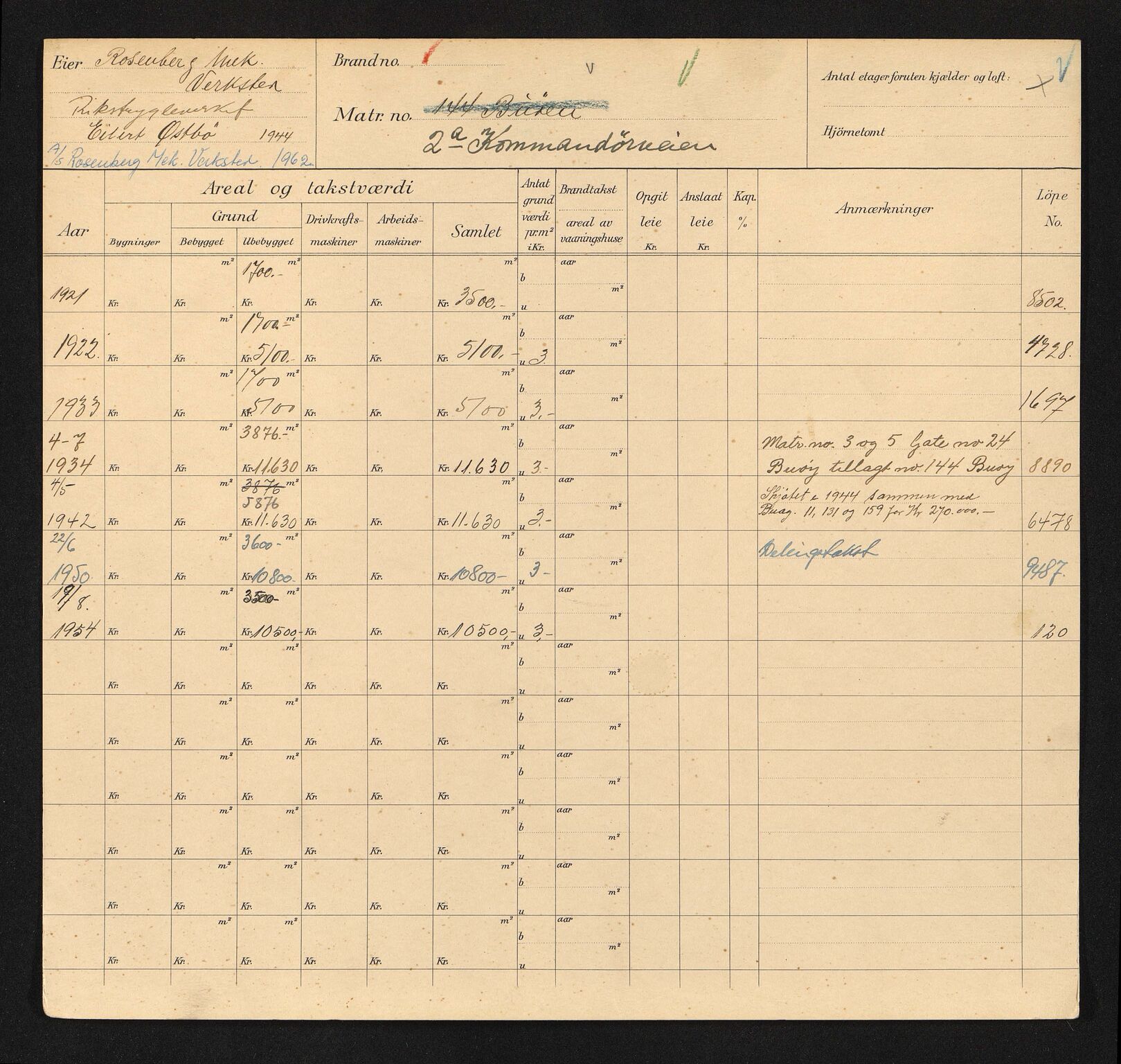 Stavanger kommune. Skattetakstvesenet, BYST/A-0440/F/Fa/Faa/L0025/0005: Skattetakstkort / Knudaskjæret 1 - Kommandørveien 21