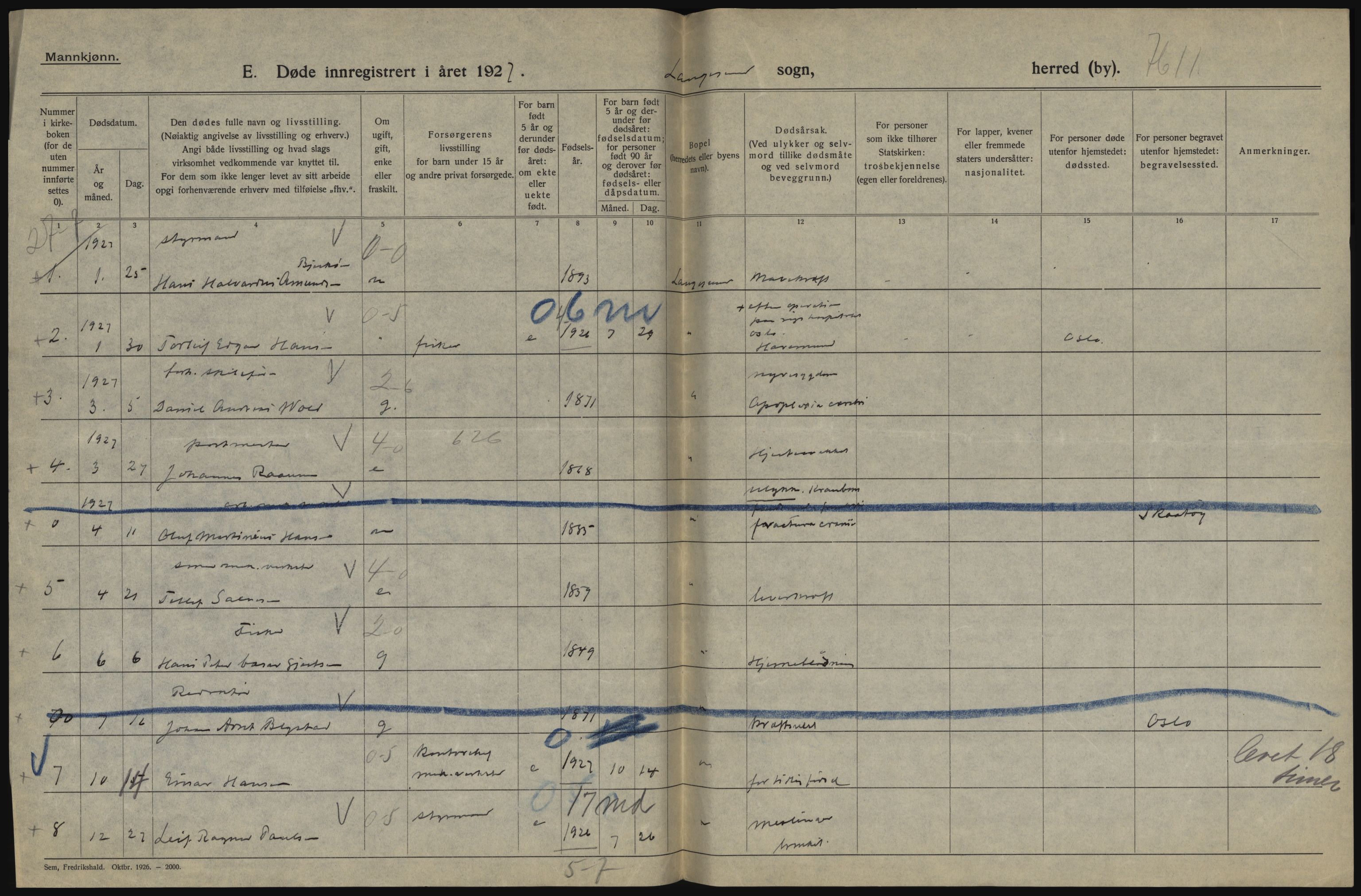 Statistisk sentralbyrå, Sosiodemografiske emner, Befolkning, RA/S-2228/D/Df/Dfc/Dfcg/L0020: Telemark fylke: Gifte, døde. Bygder og byer., 1927, p. 202