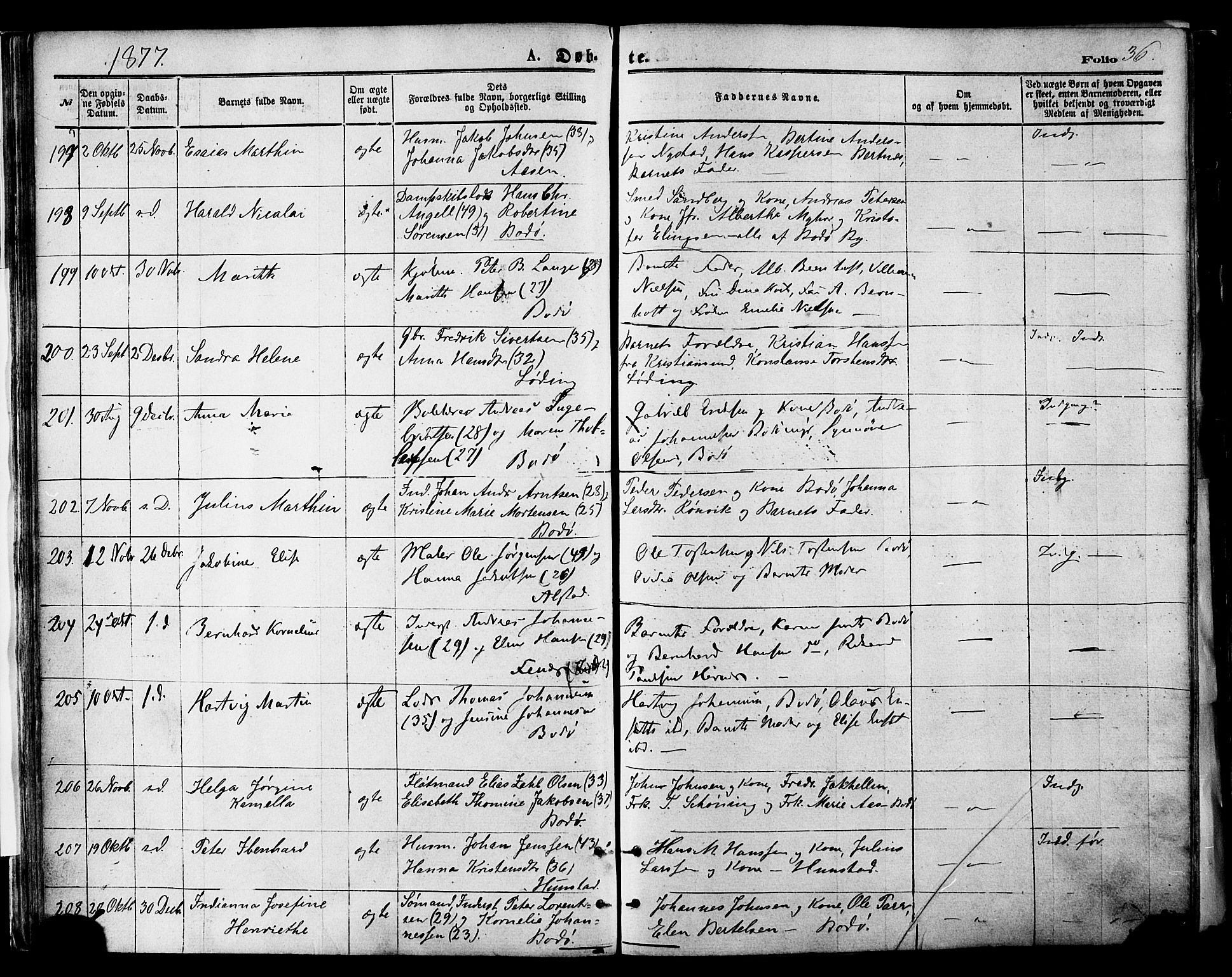 Ministerialprotokoller, klokkerbøker og fødselsregistre - Nordland, SAT/A-1459/801/L0009: Parish register (official) no. 801A09, 1876-1883, p. 36
