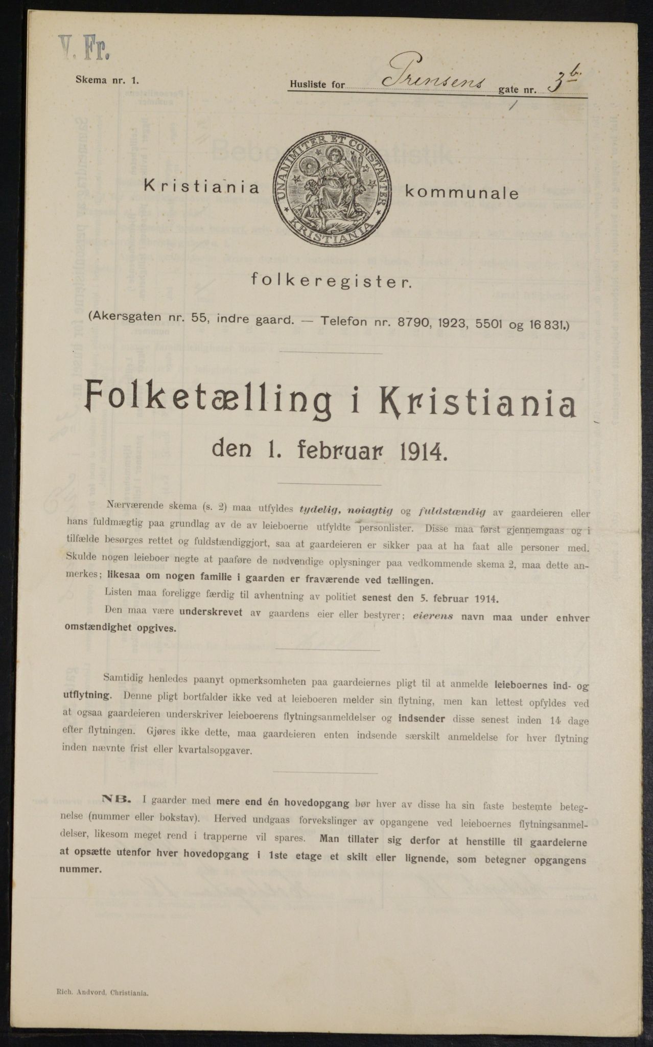 OBA, Municipal Census 1914 for Kristiania, 1914, p. 81266