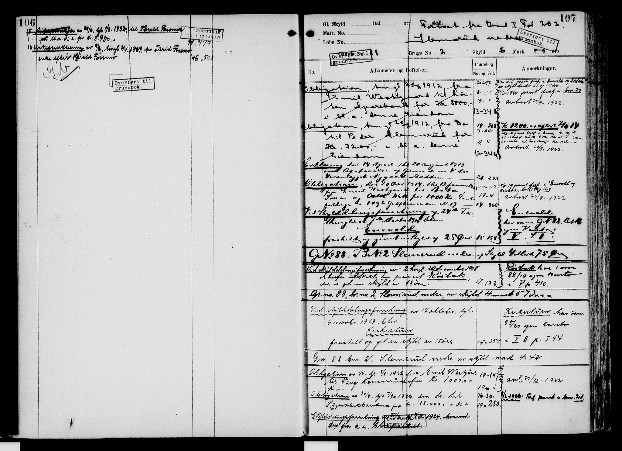 Nord-Hedmark sorenskriveri, SAH/TING-012/H/Ha/Had/Hade/L0004: Mortgage register no. 4.4, 1910-1940, p. 106-107