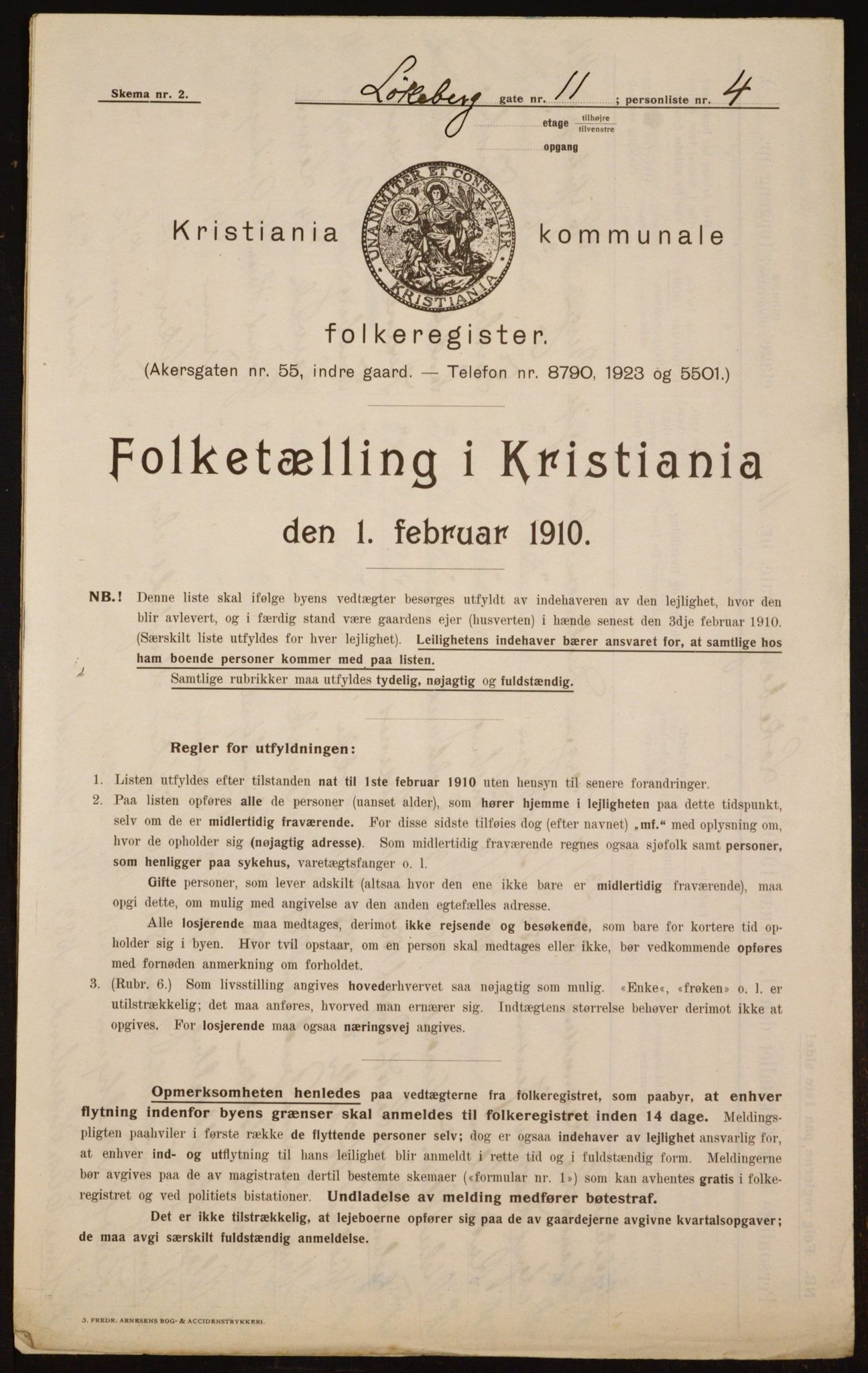 OBA, Municipal Census 1910 for Kristiania, 1910, p. 56600