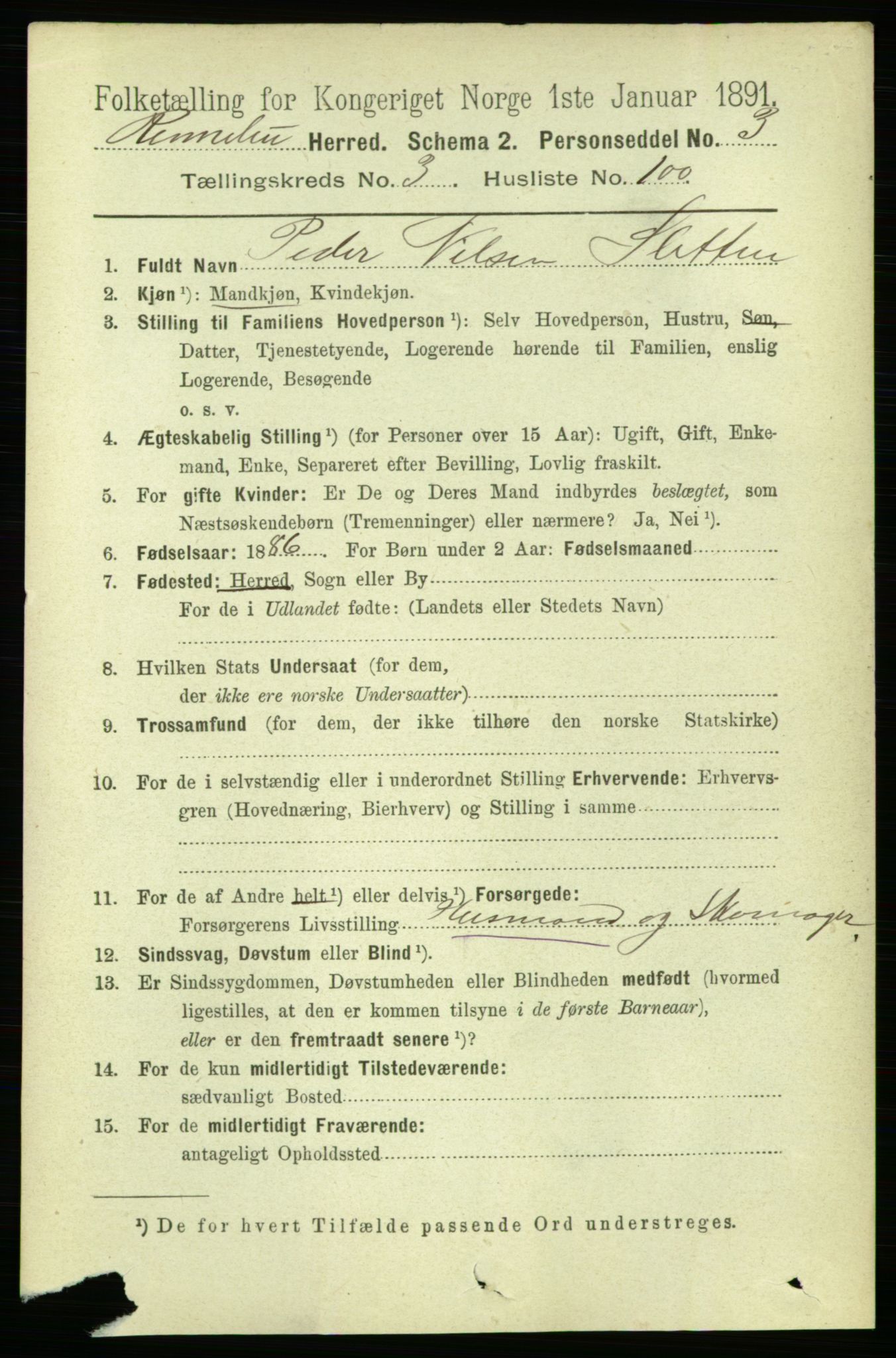 RA, 1891 census for 1635 Rennebu, 1891, p. 1886