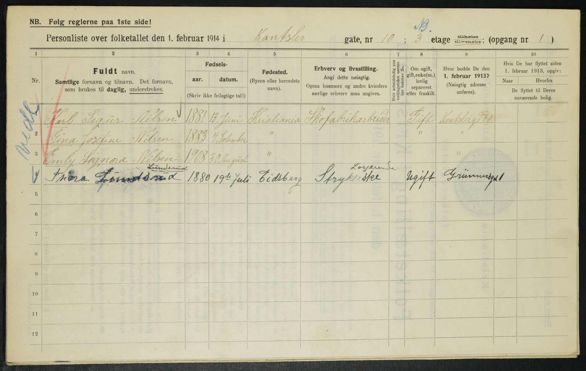 OBA, Municipal Census 1914 for Kristiania, 1914, p. 48102