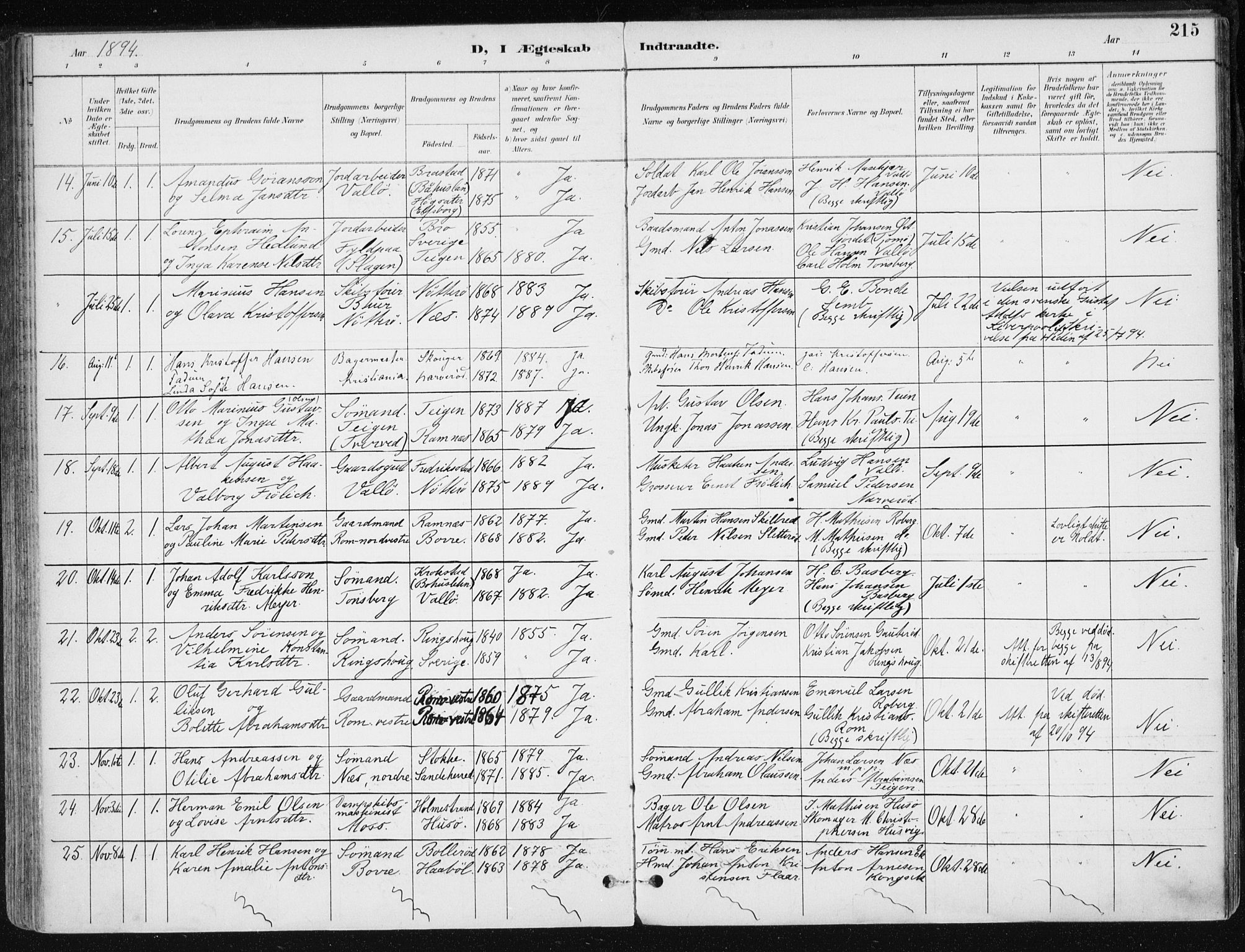 Sem kirkebøker, AV/SAKO-A-5/F/Fb/L0005: Parish register (official) no. II 5, 1892-1904, p. 215