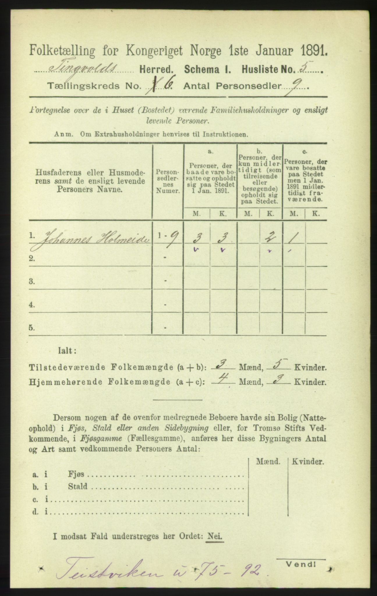 RA, 1891 census for 1560 Tingvoll, 1891, p. 2374