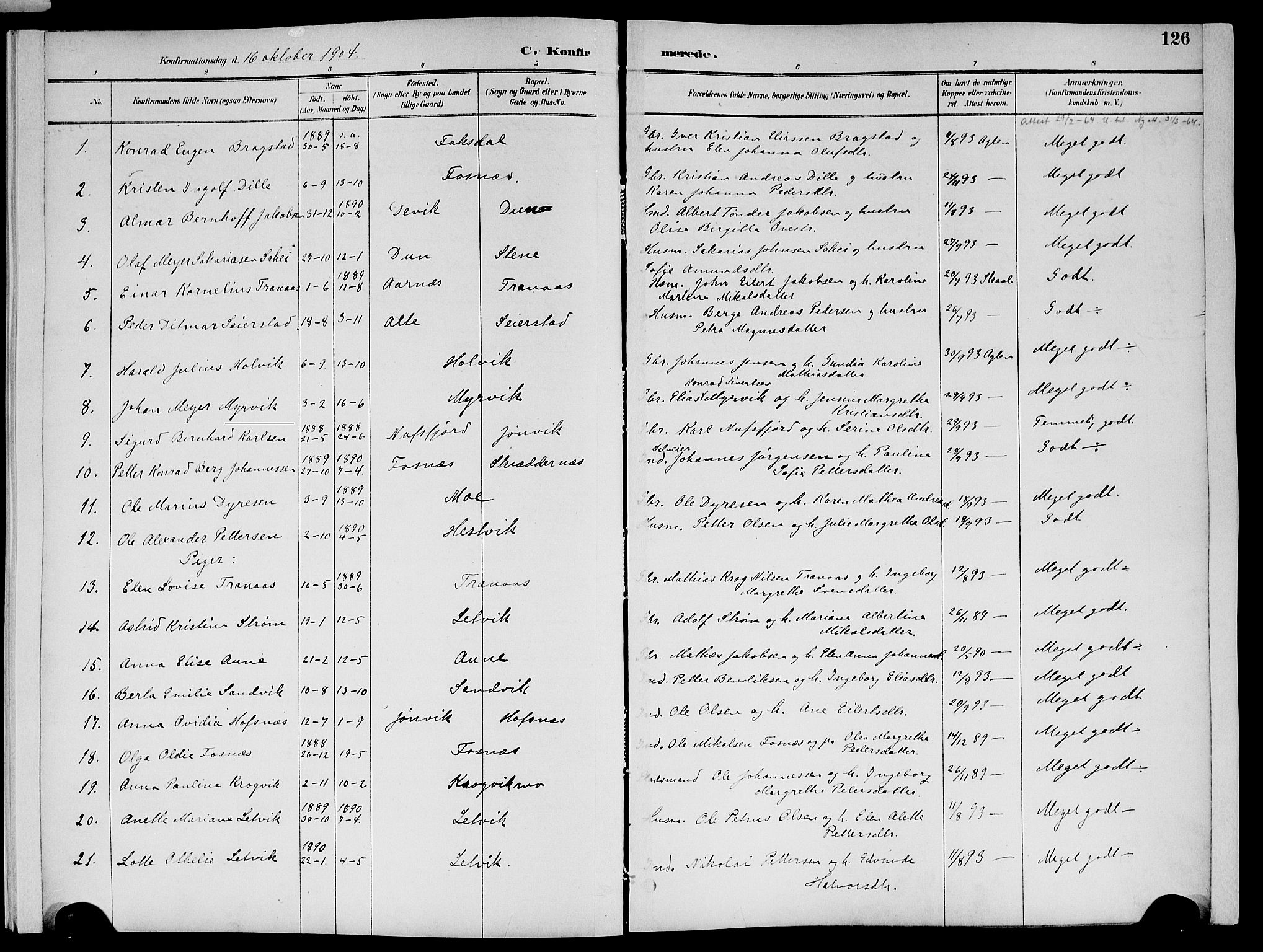Ministerialprotokoller, klokkerbøker og fødselsregistre - Nord-Trøndelag, SAT/A-1458/773/L0617: Parish register (official) no. 773A08, 1887-1910, p. 126