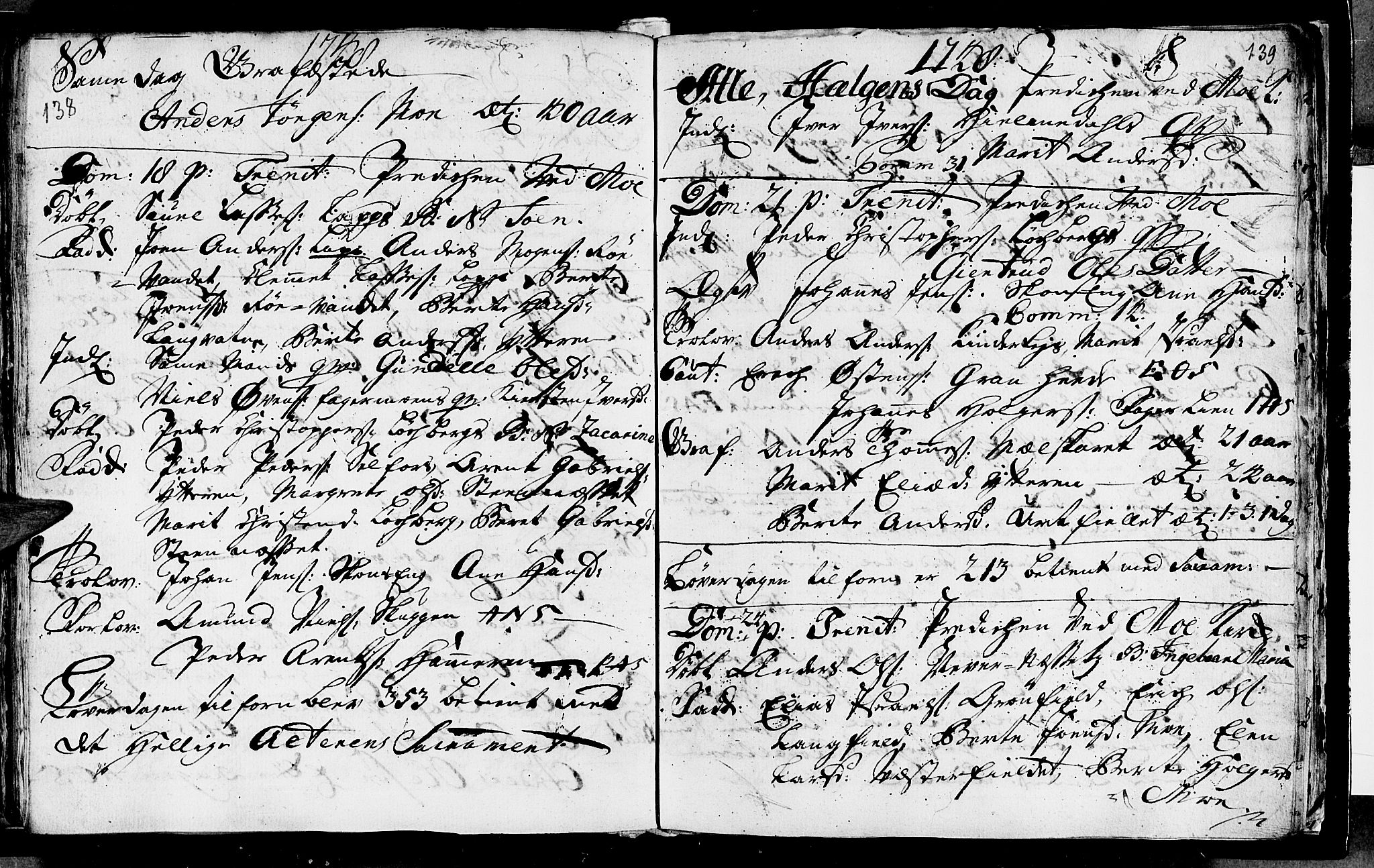 Ministerialprotokoller, klokkerbøker og fødselsregistre - Nordland, SAT/A-1459/827/L0389: Parish register (official) no. 827A01, 1740-1751, p. 138-139