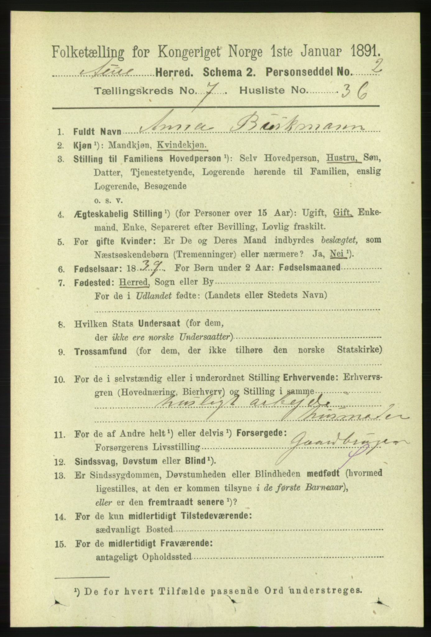 RA, 1891 census for 1569 Aure, 1891, p. 4082