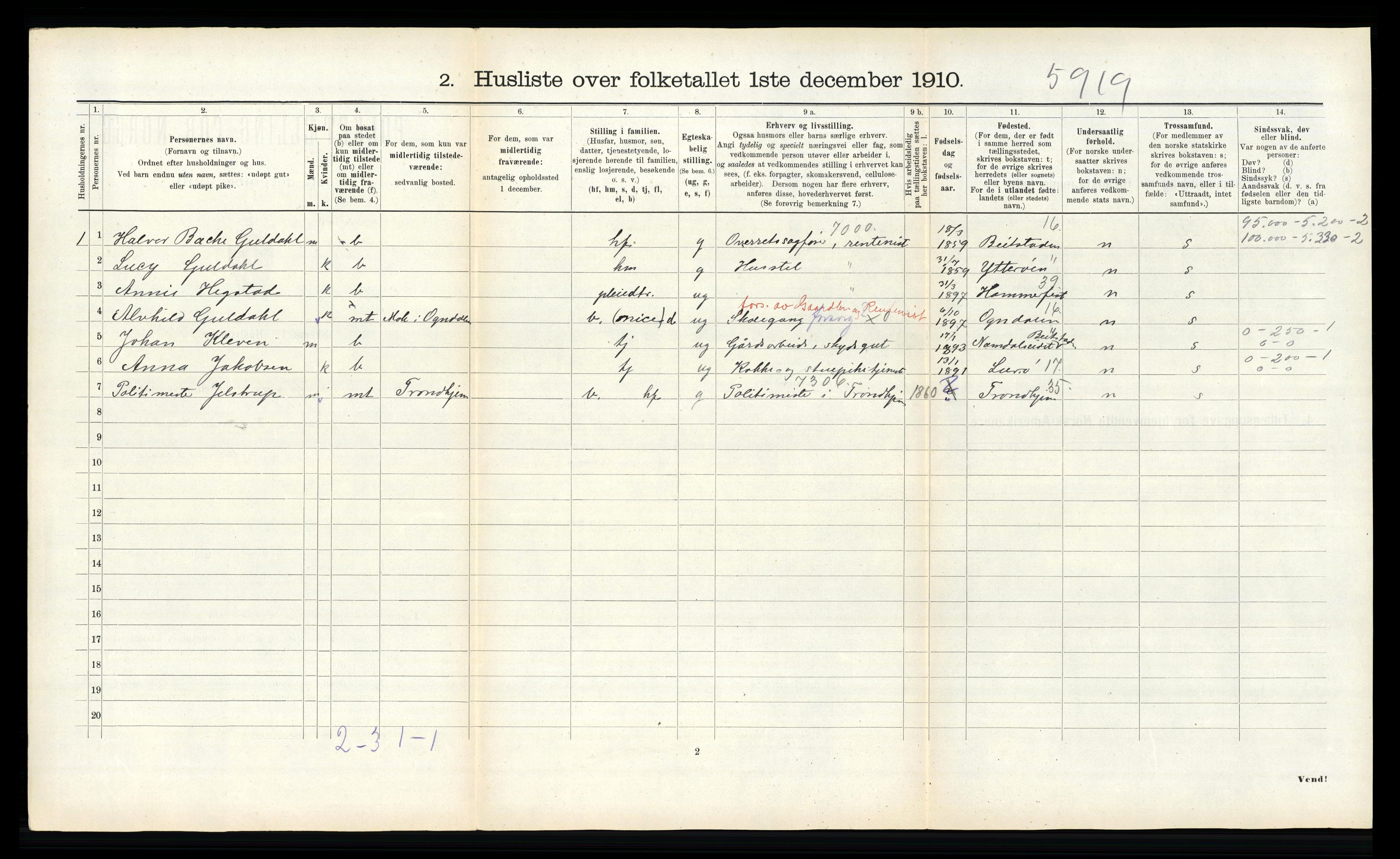 RA, 1910 census for Egge, 1910, p. 236