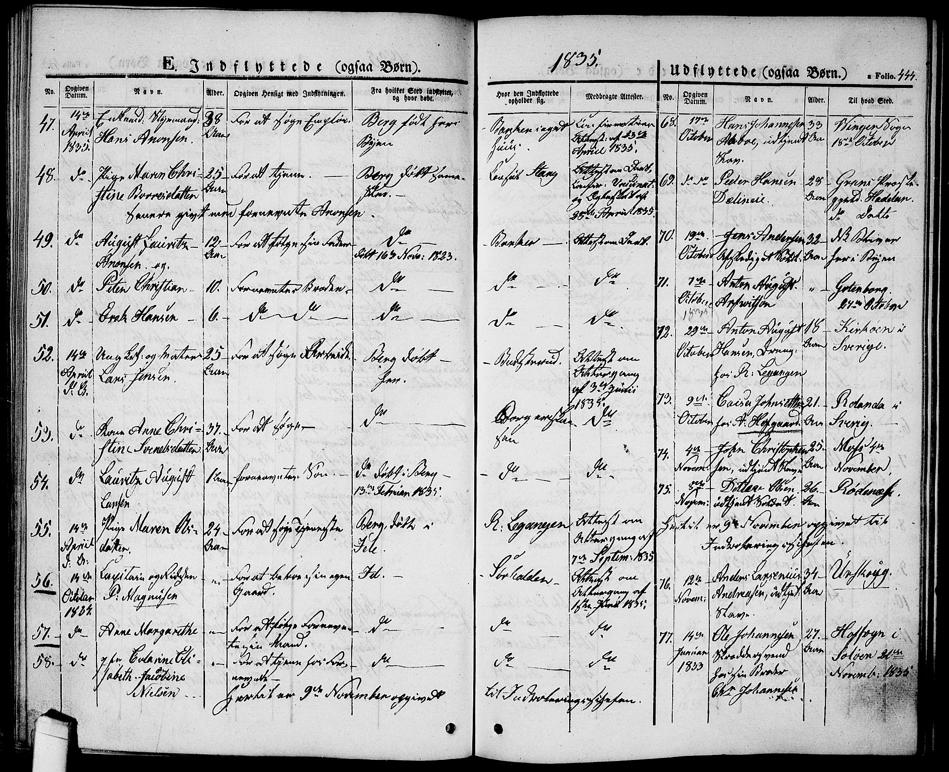 Halden prestekontor Kirkebøker, AV/SAO-A-10909/G/Ga/L0003: Parish register (copy) no. 3, 1834-1844, p. 444