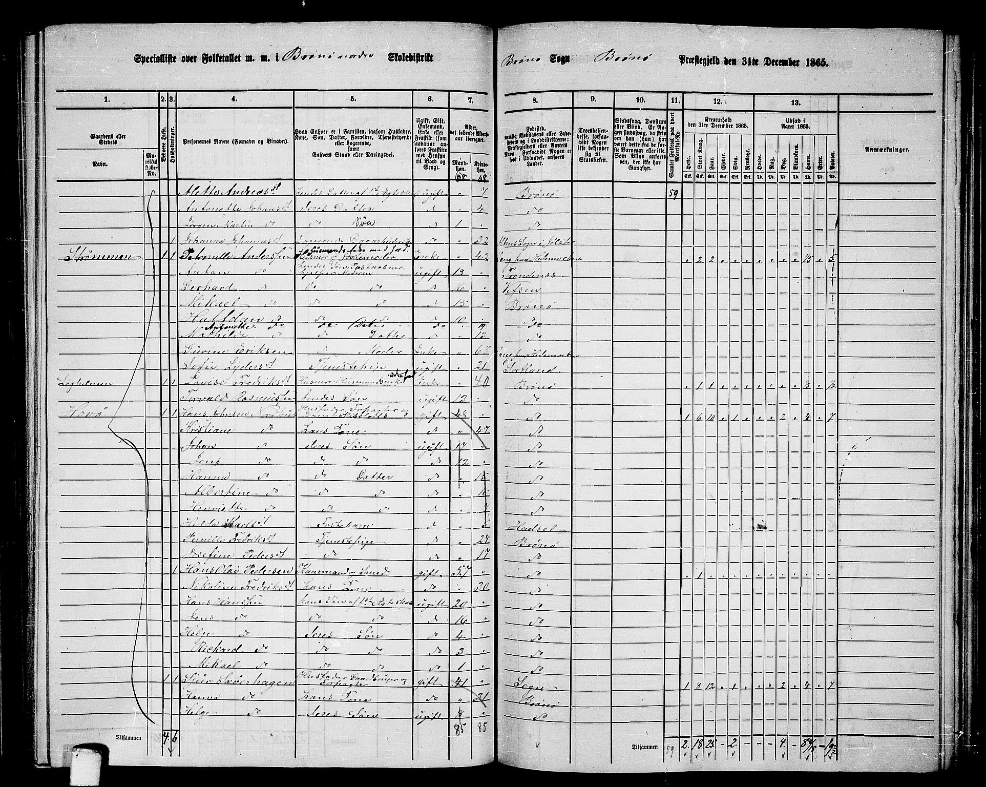 RA, 1865 census for Brønnøy, 1865, p. 152