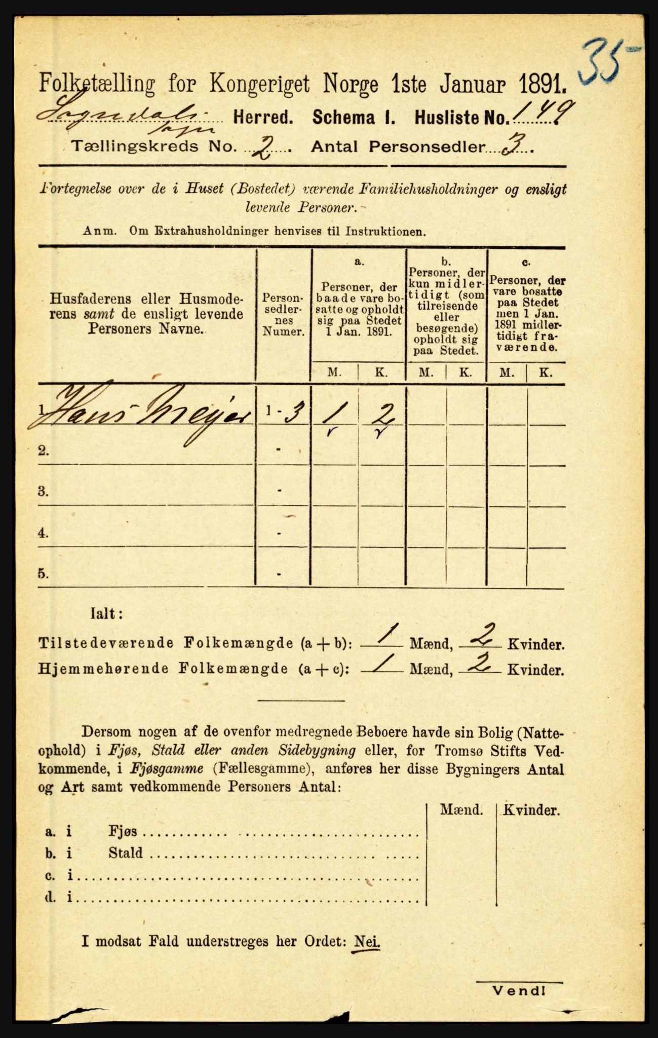 RA, 1891 census for 1420 Sogndal, 1891, p. 590