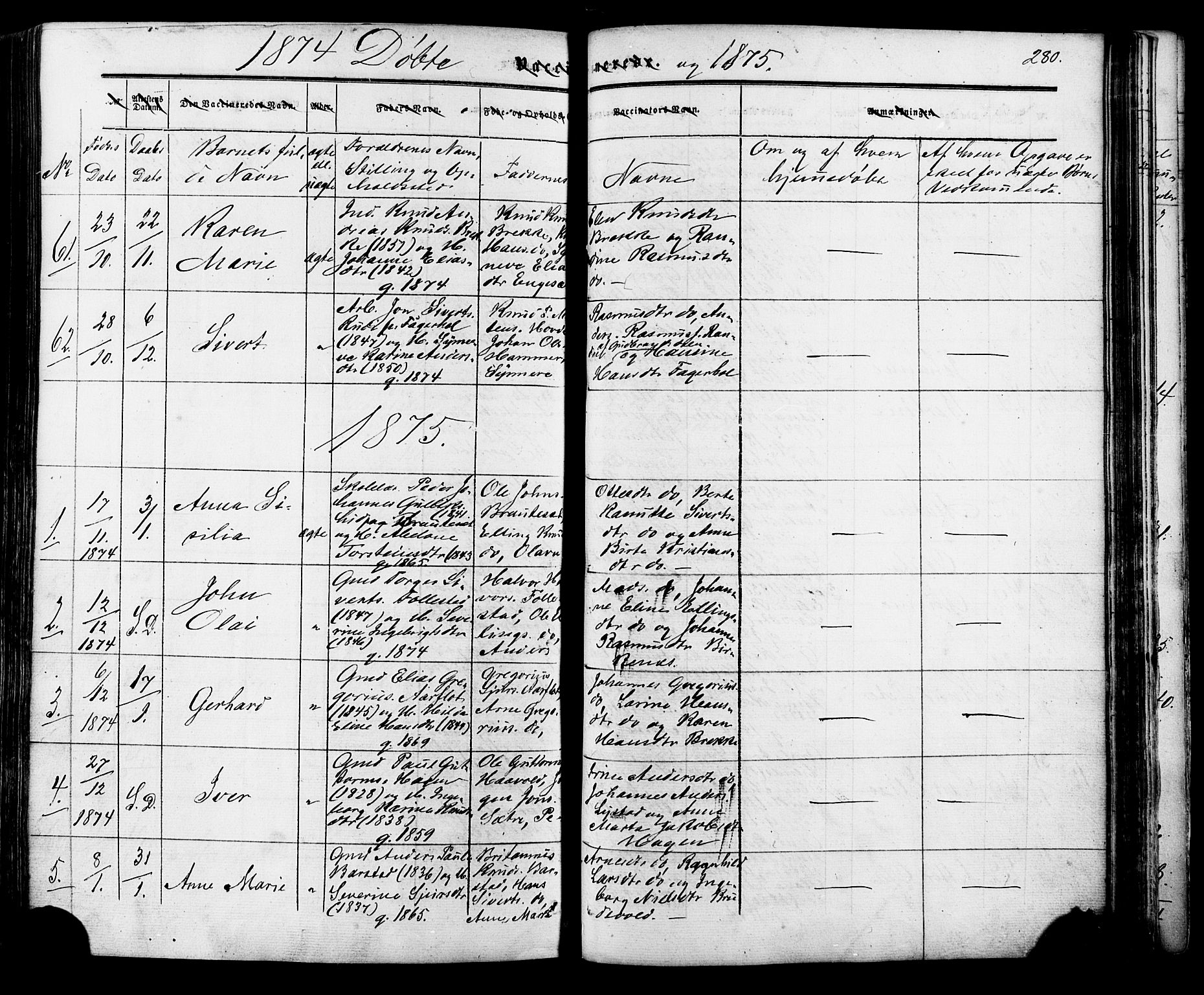 Ministerialprotokoller, klokkerbøker og fødselsregistre - Møre og Romsdal, AV/SAT-A-1454/513/L0175: Parish register (official) no. 513A02, 1856-1877, p. 280