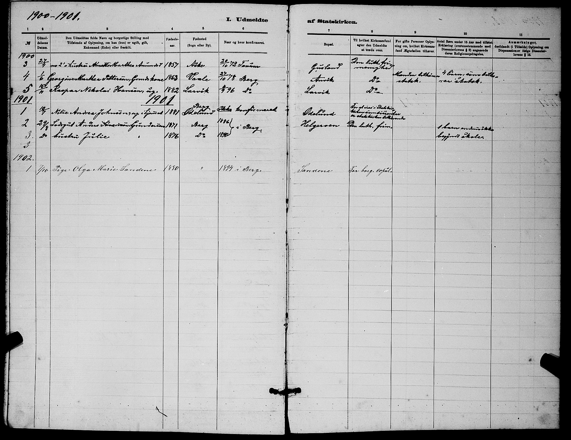 Brunlanes kirkebøker, AV/SAKO-A-342/G/Gb/L0002: Parish register (copy) no. II 2, 1878-1902