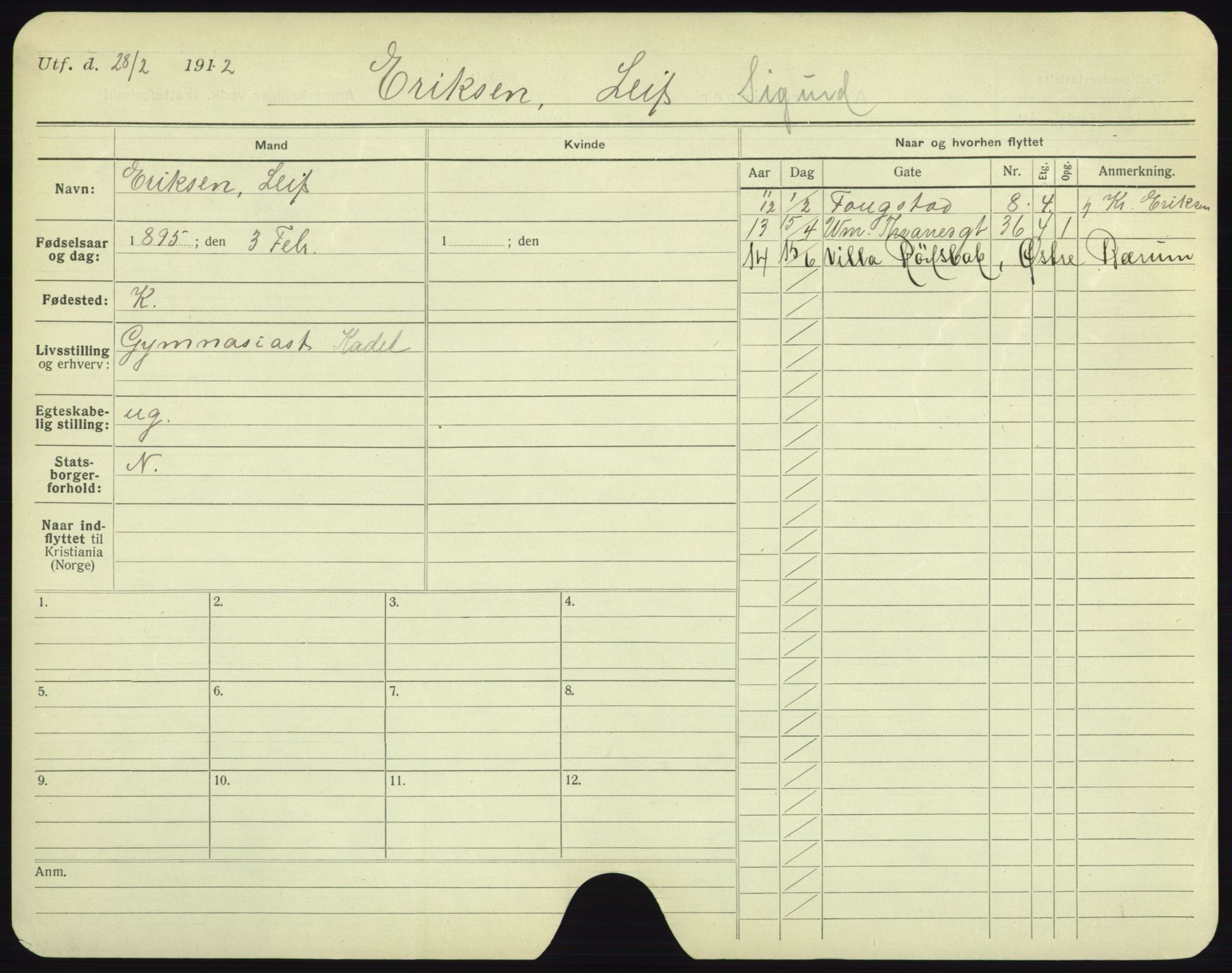 Oslo folkeregister, Registerkort, AV/SAO-A-11715/F/Fa/Fac/L0002: Menn, 1906-1914, p. 1129a