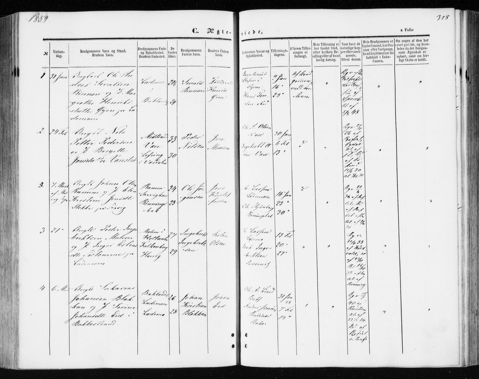 Ministerialprotokoller, klokkerbøker og fødselsregistre - Sør-Trøndelag, SAT/A-1456/606/L0292: Parish register (official) no. 606A07, 1856-1865, p. 328