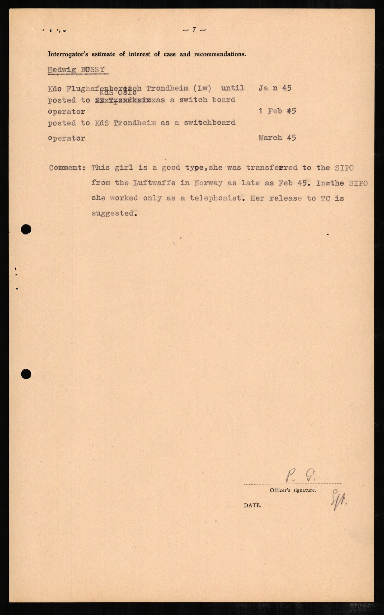 Forsvaret, Forsvarets overkommando II, RA/RAFA-3915/D/Db/L0004: CI Questionaires. Tyske okkupasjonsstyrker i Norge. Tyskere., 1945-1946, p. 50