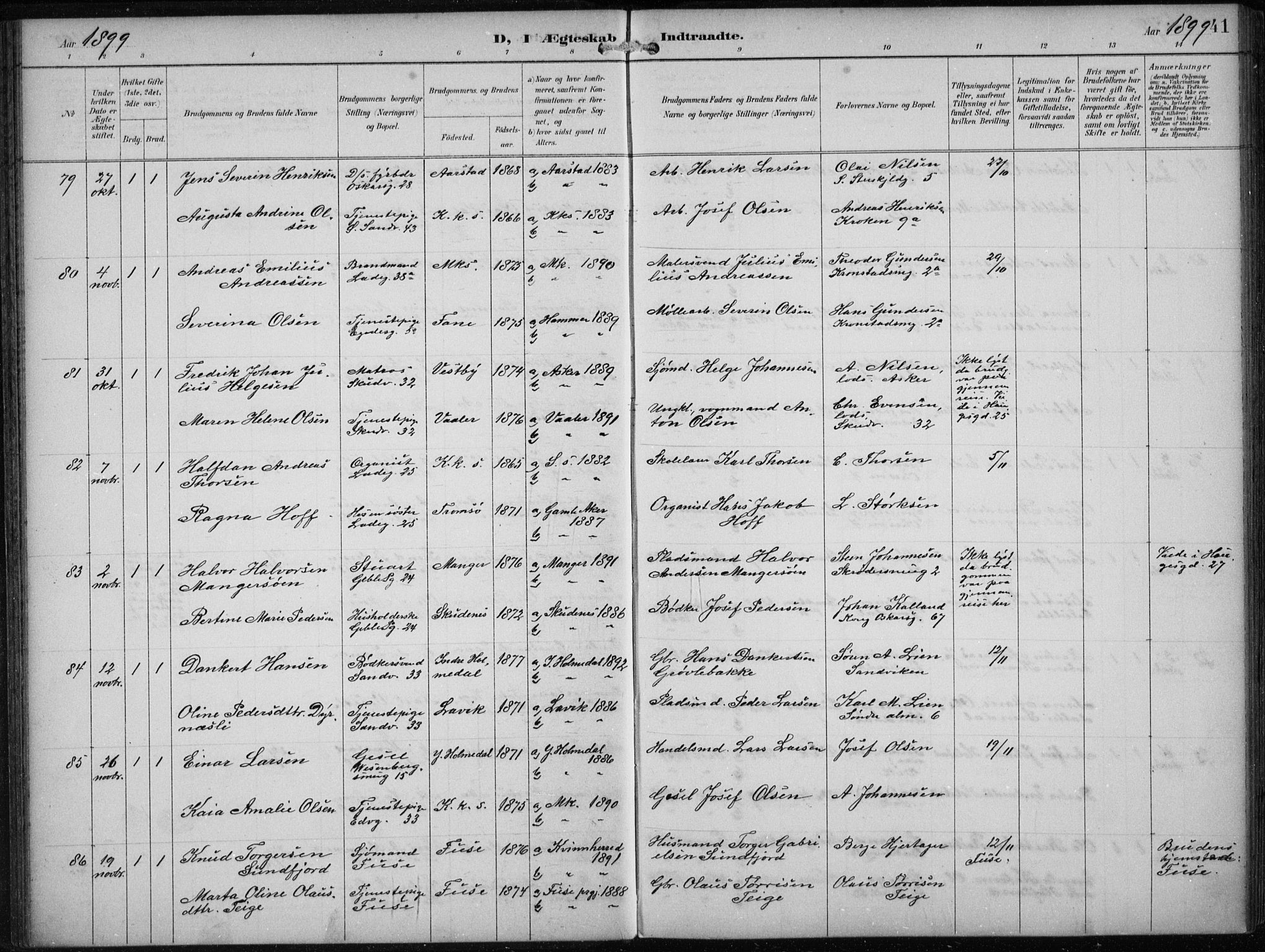 Sandviken Sokneprestembete, AV/SAB-A-77601/H/Ha/L0014: Parish register (official) no. D 1, 1896-1911, p. 41