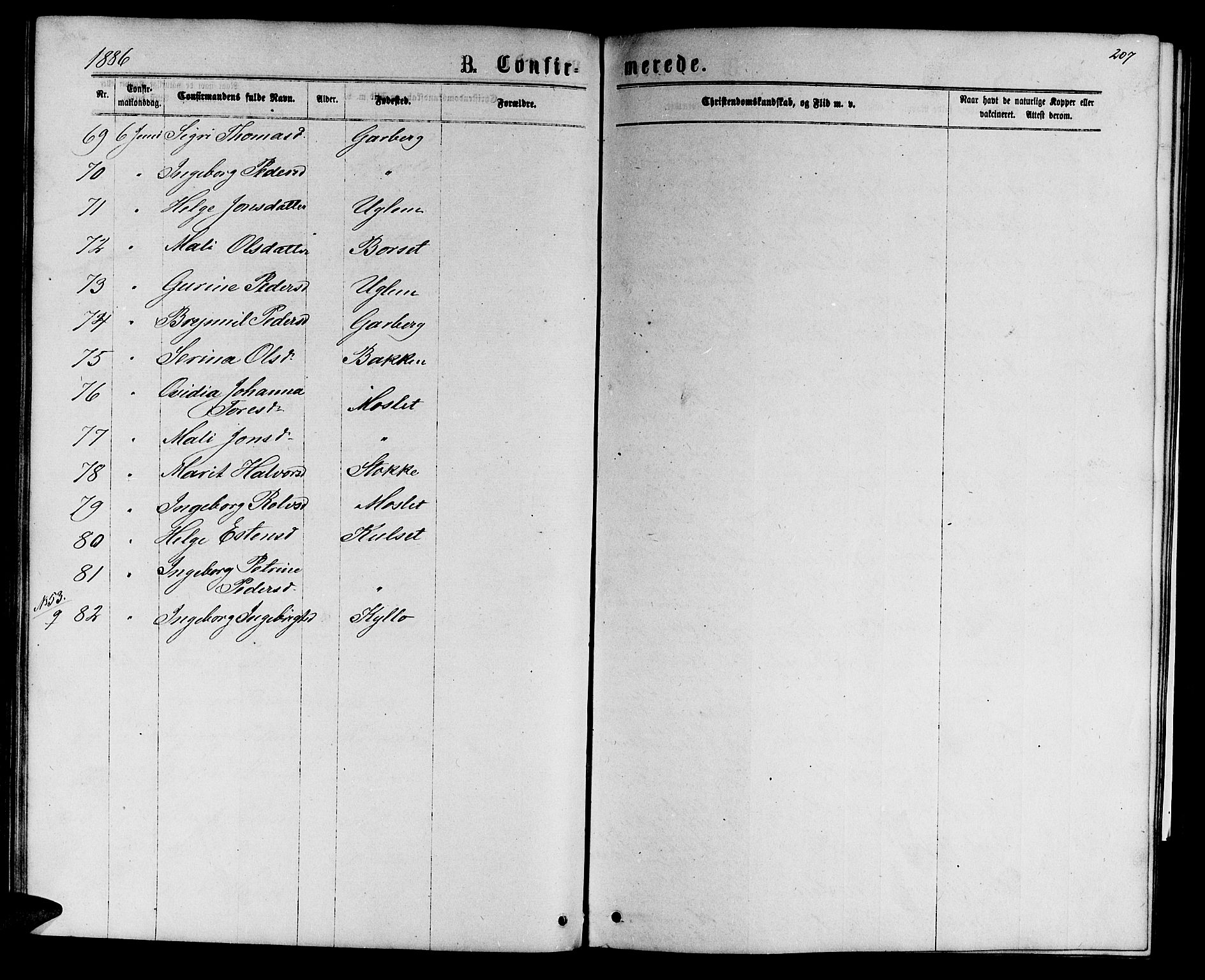 Ministerialprotokoller, klokkerbøker og fødselsregistre - Sør-Trøndelag, SAT/A-1456/695/L1156: Parish register (copy) no. 695C07, 1869-1888, p. 207