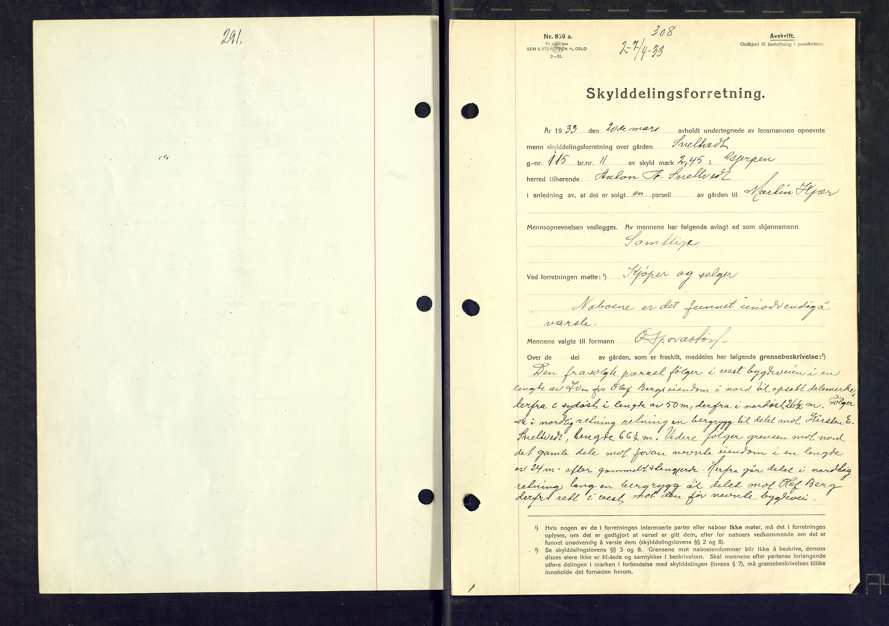 Gjerpen sorenskriveri, SAKO/A-216/G/Ga/Gaa/L0059: Mortgage book no. I 59-60 og 62, 1932-1934, Deed date: 07.04.1933