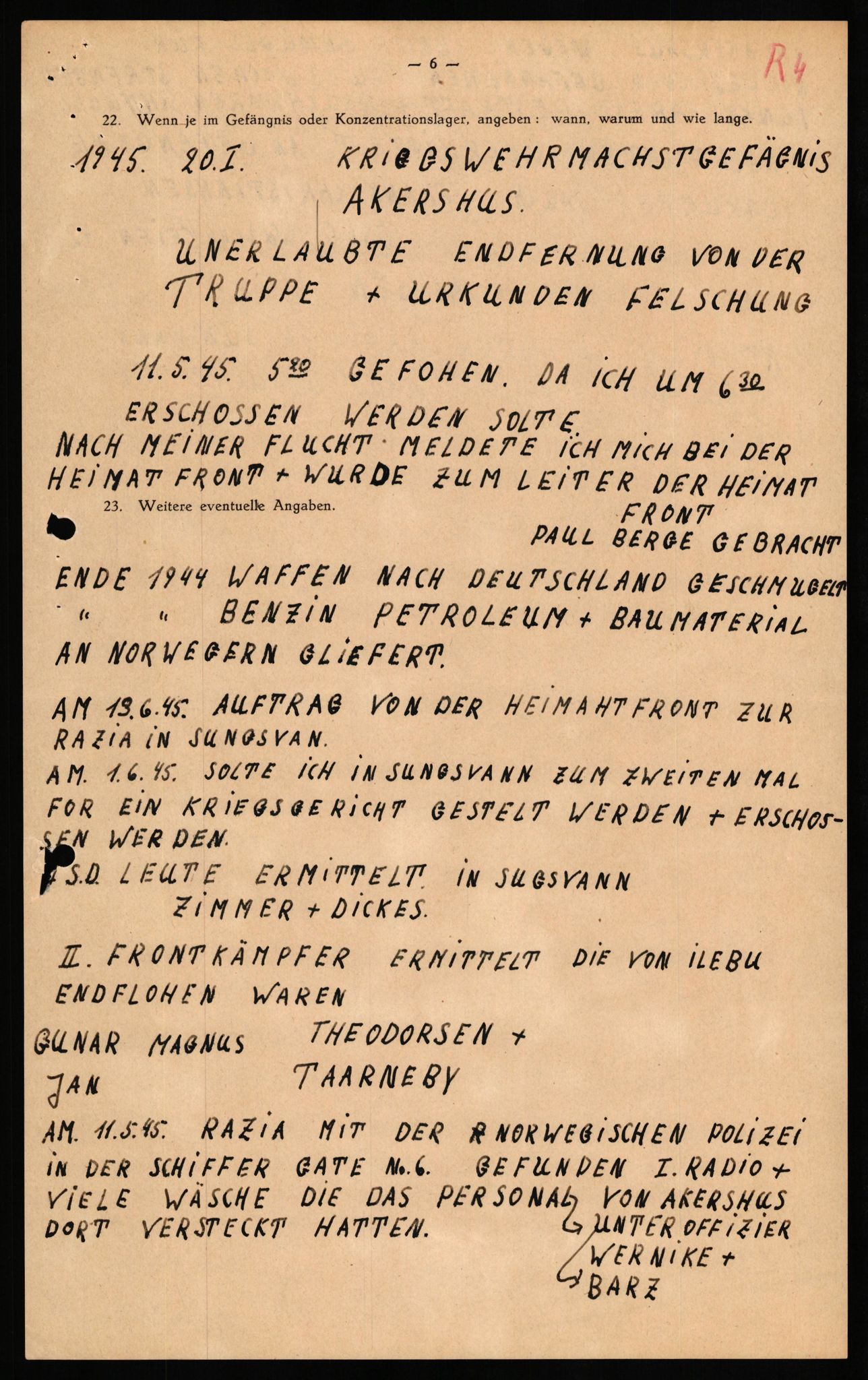 Forsvaret, Forsvarets overkommando II, RA/RAFA-3915/D/Db/L0028: CI Questionaires. Tyske okkupasjonsstyrker i Norge. Tyskere., 1945-1946, p. 237