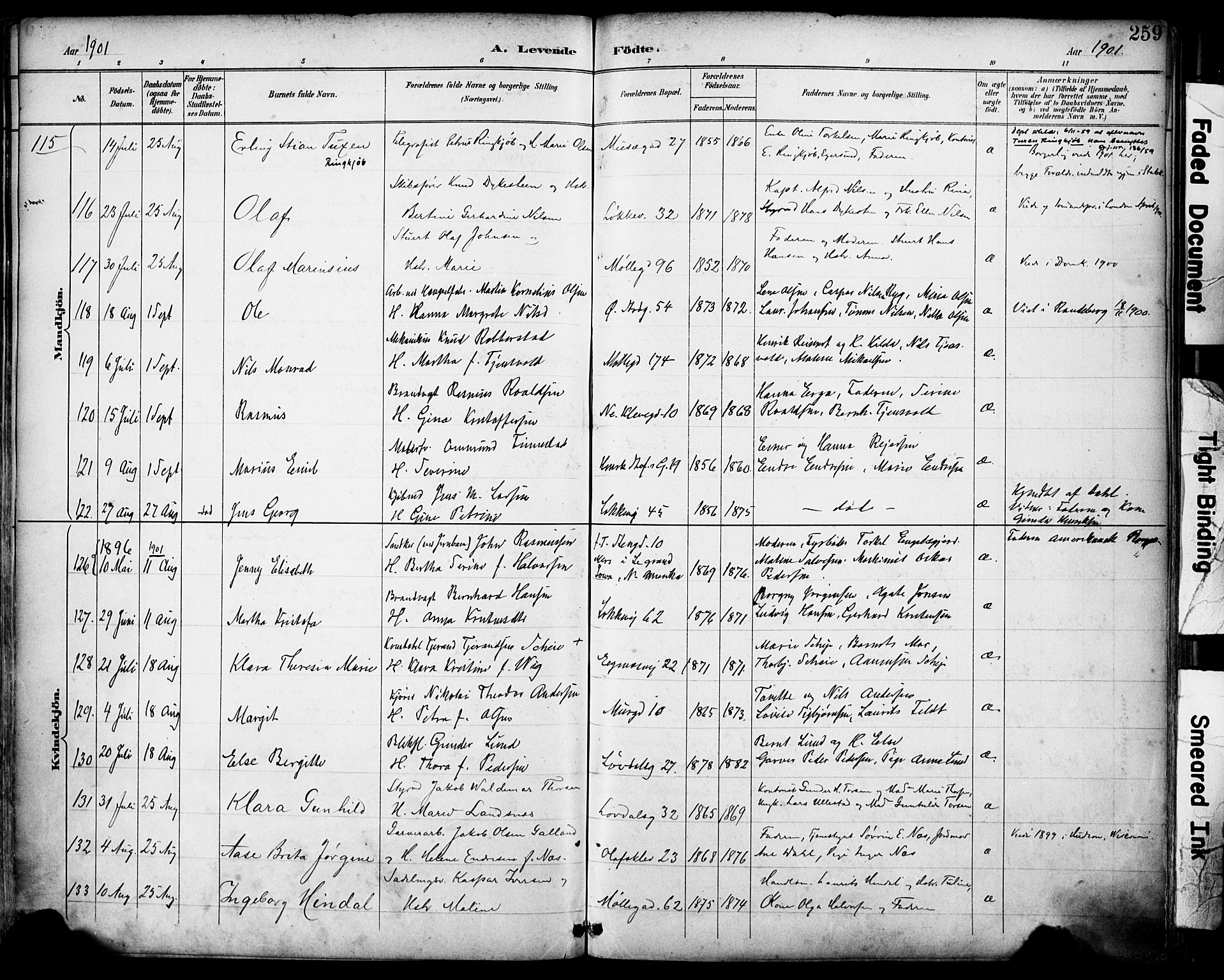 Domkirken sokneprestkontor, SAST/A-101812/001/30/30BA/L0030: Parish register (official) no. A 29, 1889-1902, p. 259