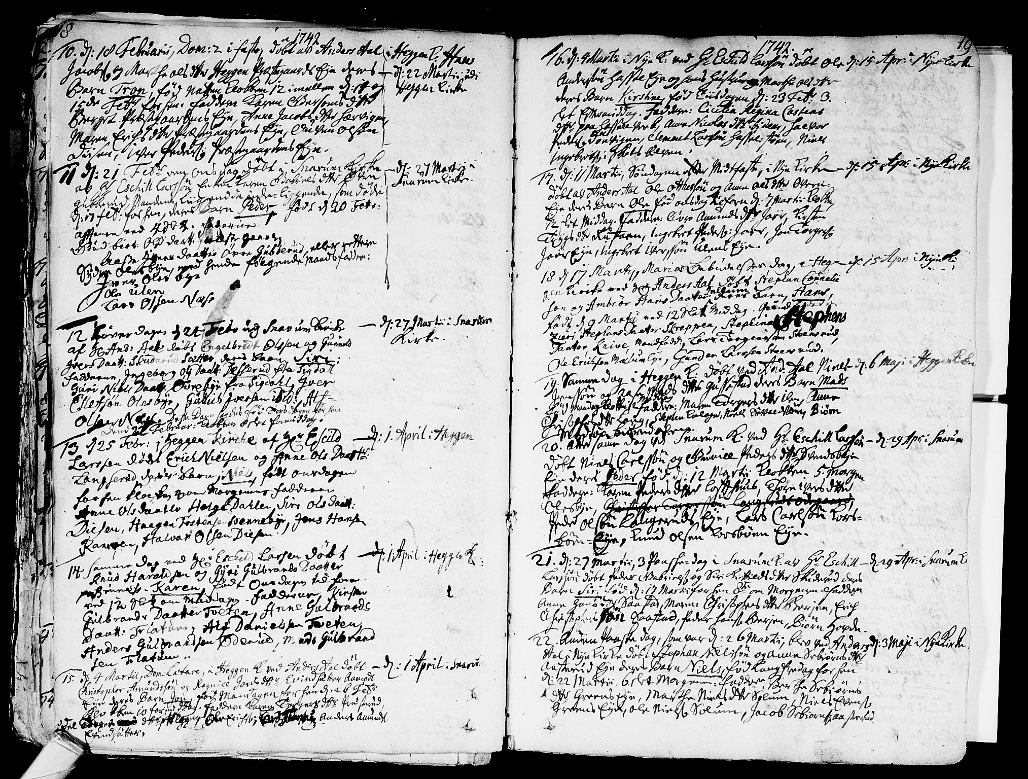 Modum kirkebøker, SAKO/A-234/F/Fa/L0002: Parish register (official) no. 2, 1741-1782, p. 18-19